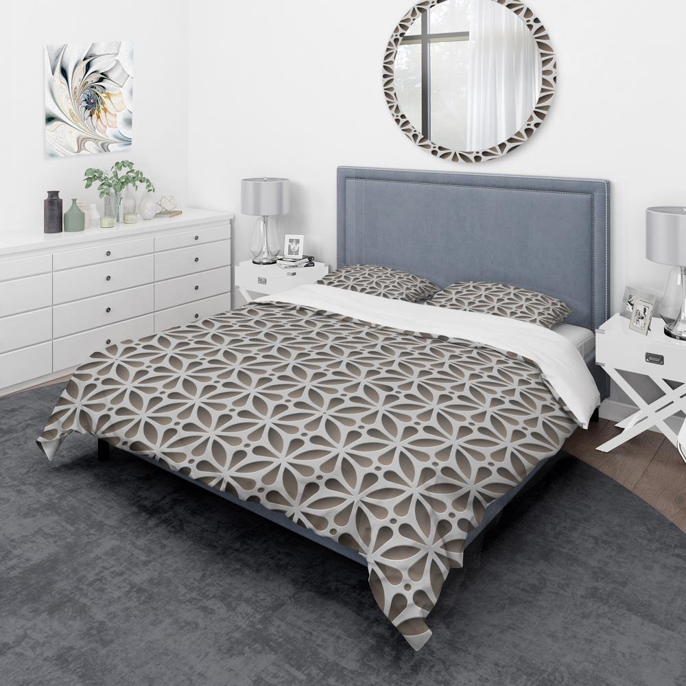 Designart BED18744-T 3 -Piece Gray and Silver Twin Duvet cover Set