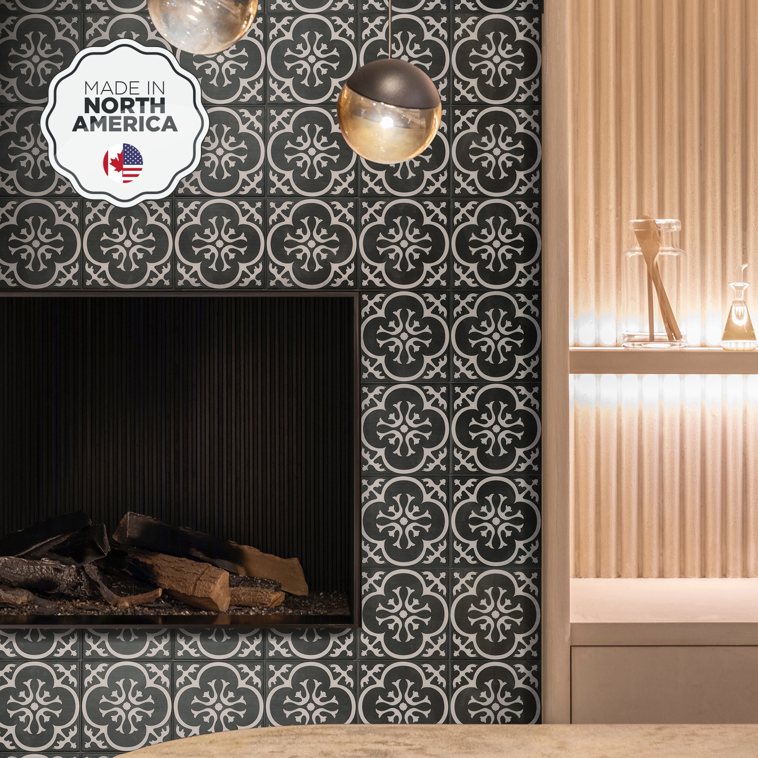 Smart Tiles Vintage Girona Nera Black 8-in x 8-in Matte Resin Mixed Pattern Patterned Peel and Stick Wall Tile (1.59-sq. ft/ Carton)