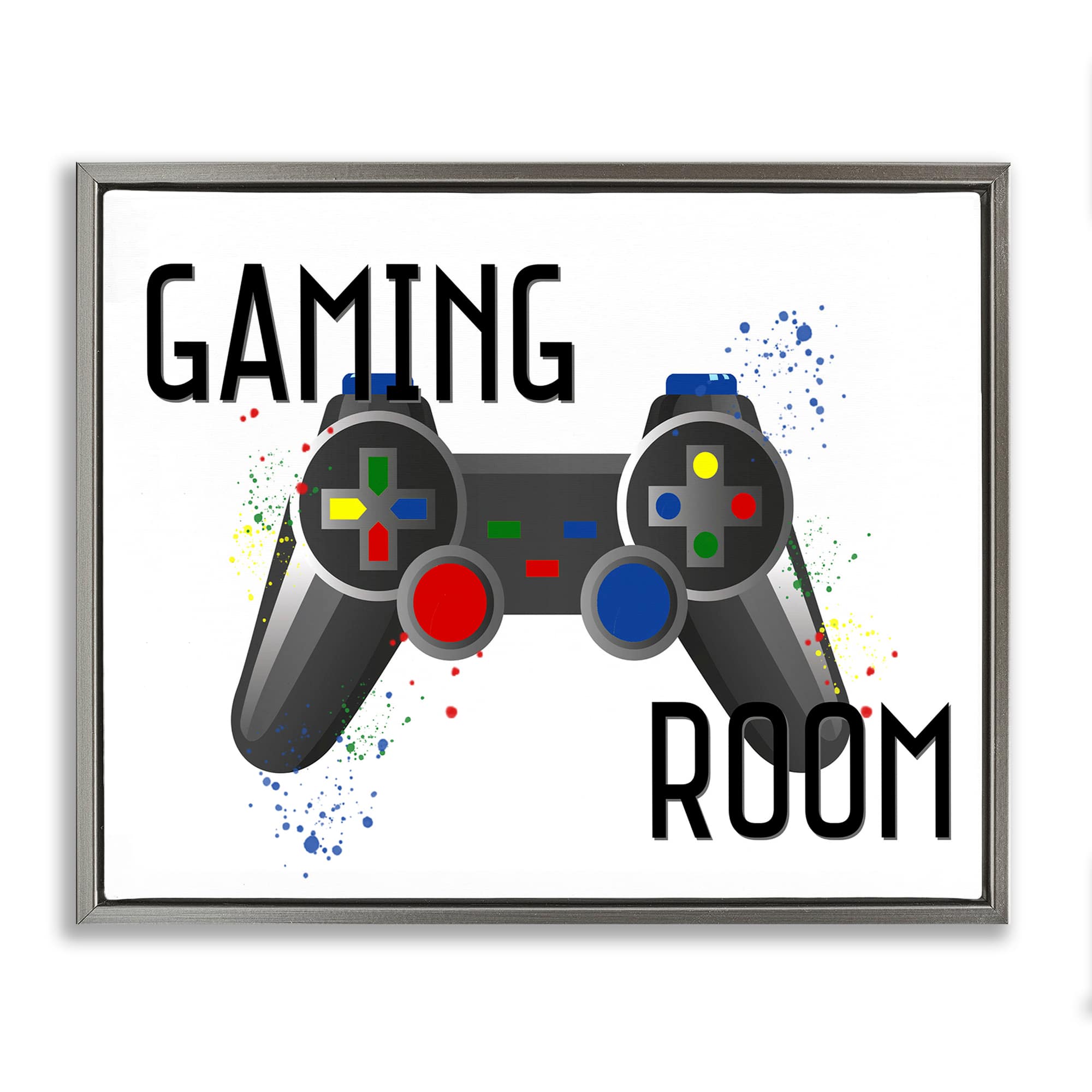 Stupell Industries BS-046-FFL-24X30 Gaming Room Modern Controller Gray Framed Floater Canvas Wall Art By Kim Allen 31 x 25