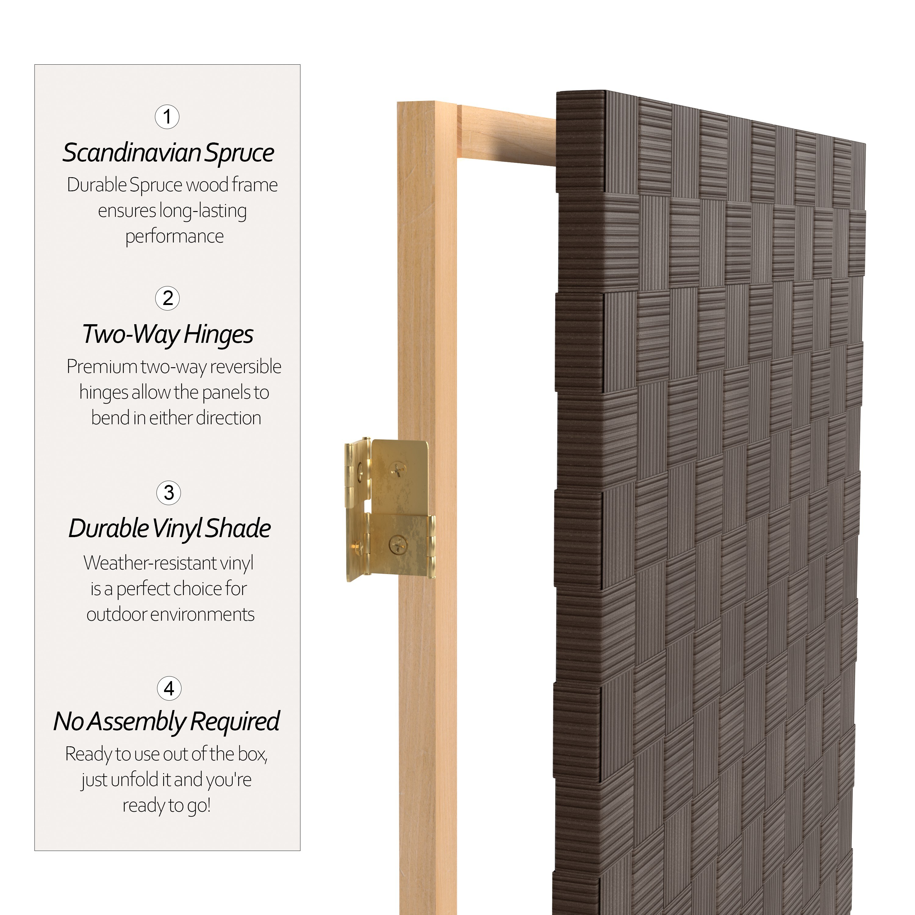 Oriental Furniture FB-OUTSCR-3P-DBRN Outdoor-Privacy-Screen - View #4