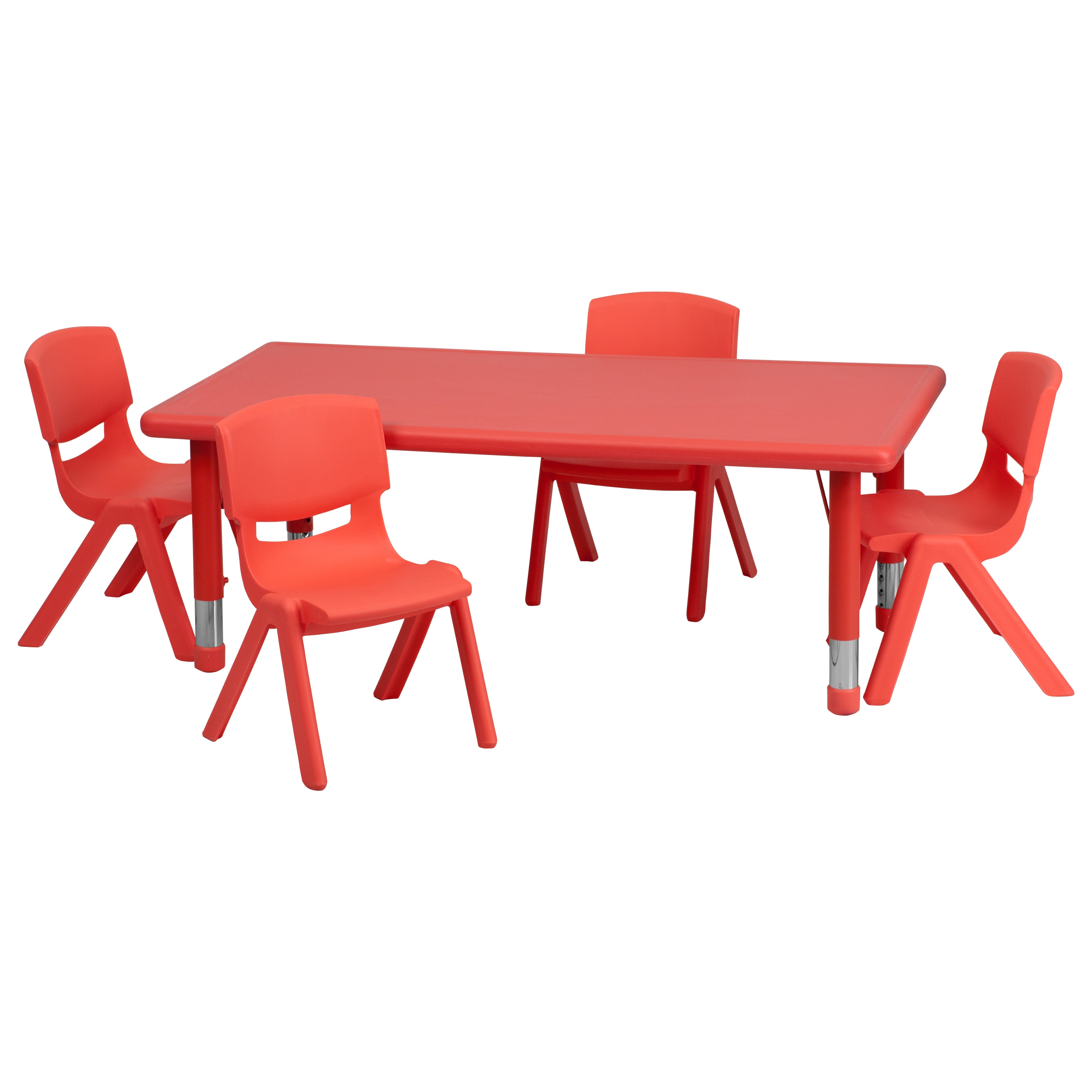 Flash Furniture 847254052757 Red Rectangular Kid's Play Table ( Set of 4 Chairs)