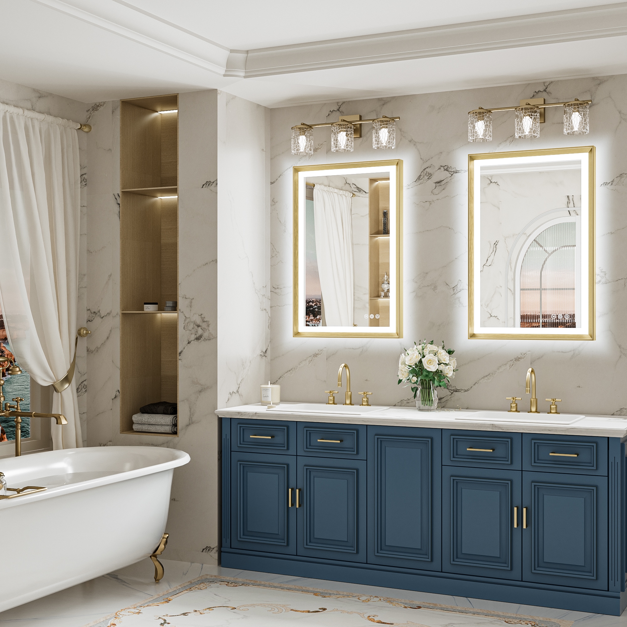 Keonjinn LW-ZBGSSW-6191GD Framed-Bath-Mirrors - View #2