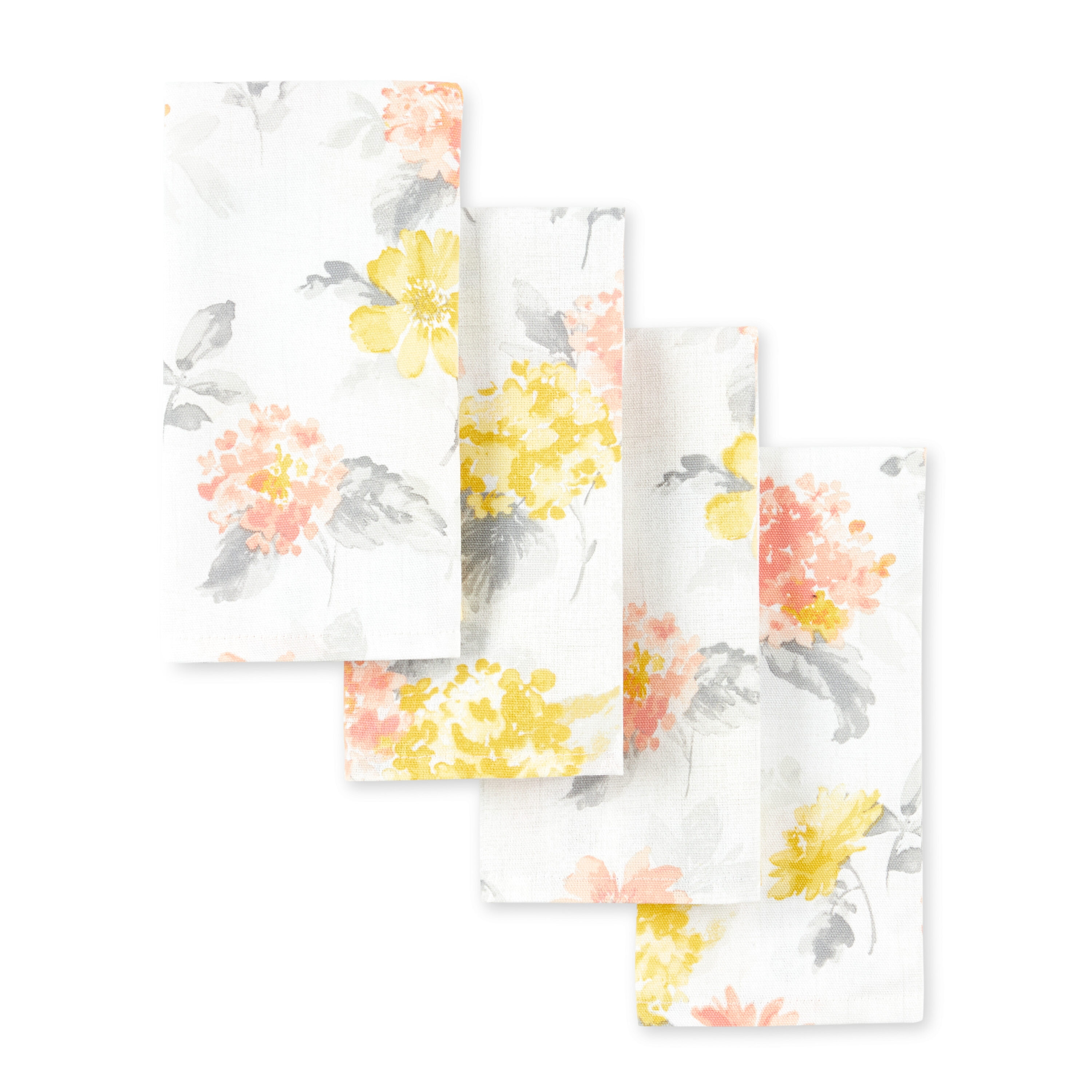 Martha Stewart N4018634TDMS 1YLPK 4 -Pack Yellow/Coral Cotton Square Napkin(s)