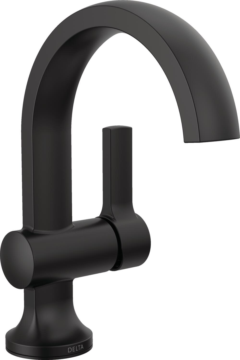 Delta 15855LF-BL Albion Matte Black Single hole 1-handle WaterSense High-arc Residential Handle Bathroom Sink Faucet with Drain with Deck Plate