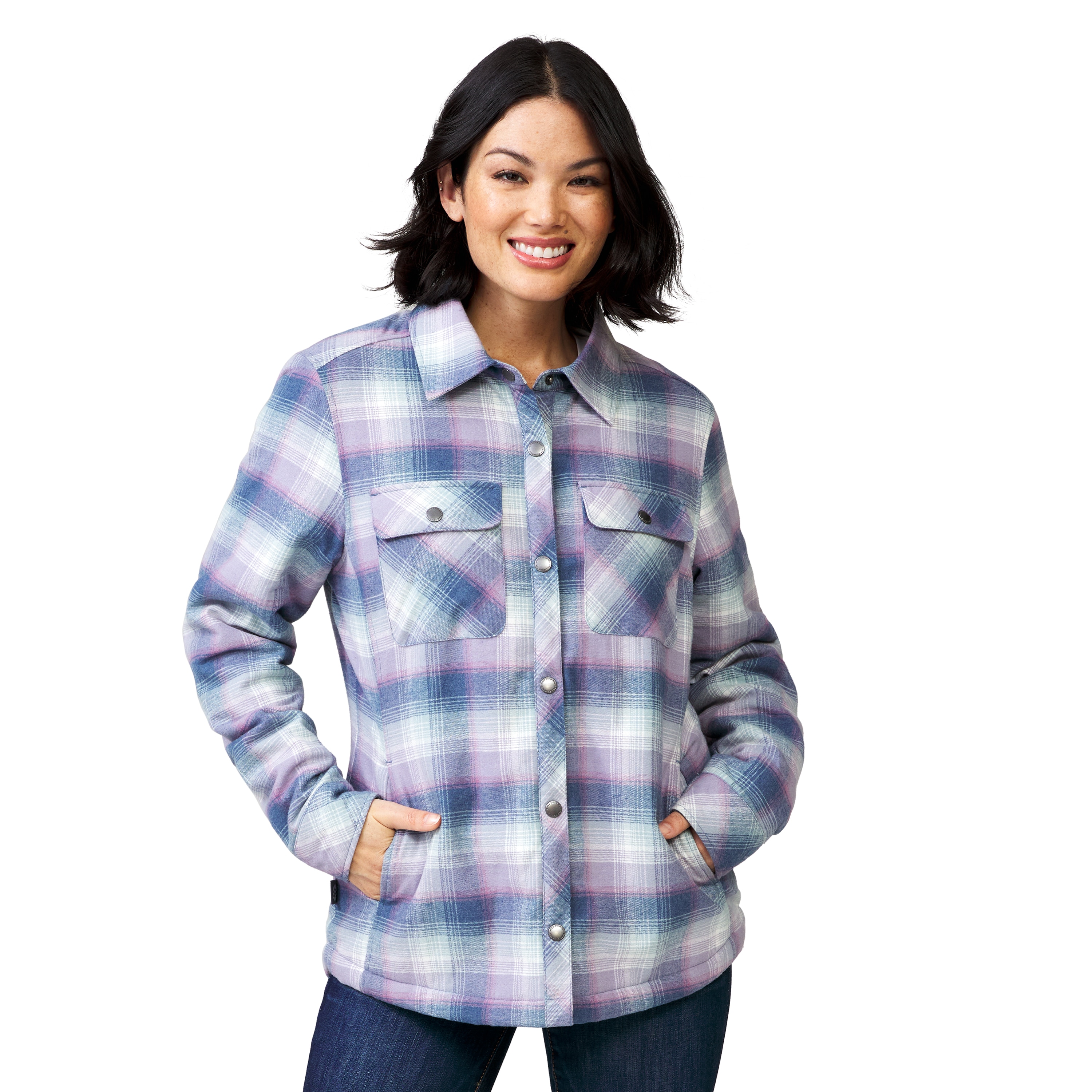  324LOF3243-NCM-S Women's Stormy Plaid Flannel Shirt jacket ( Small )