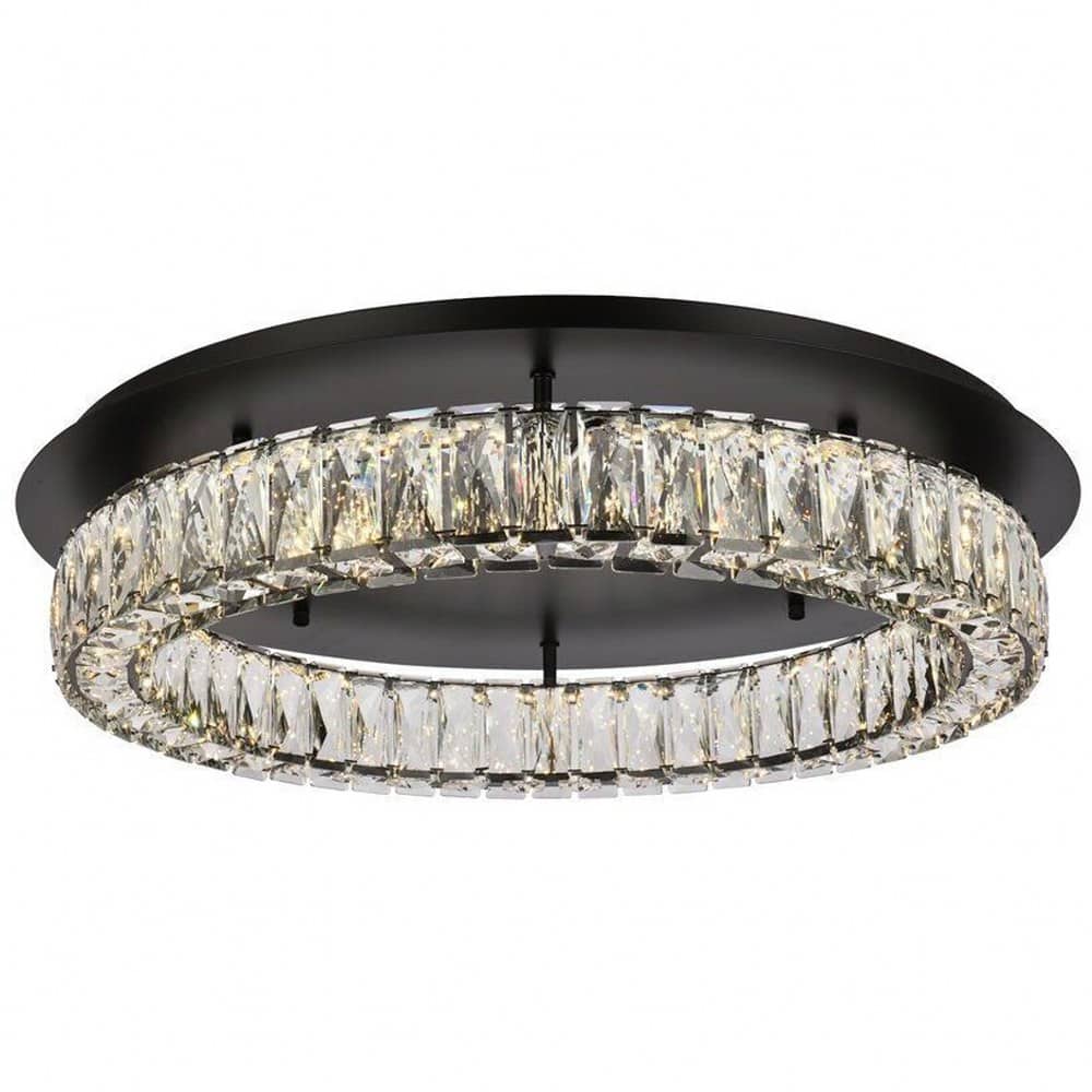 Elegant Lighting A-EL-3503F26BK Monroe 1 - Light Black Modern - LED Crystal And Metal Flush Mount Light