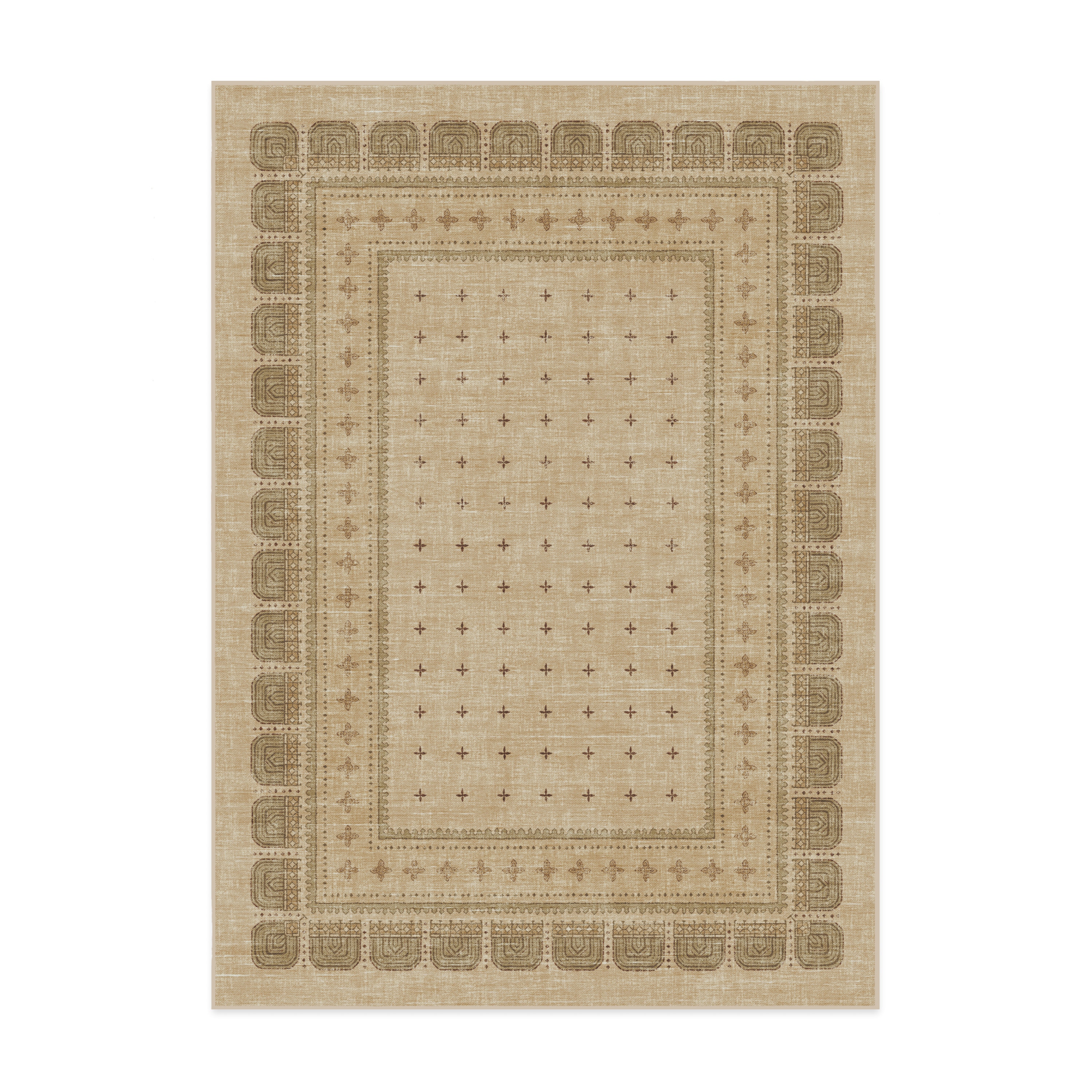 Ruggable RR007-05X07 Beatrice 5 x 7 (ft) Chenille Tan Rectangular Indoor Medallion Vintage Machine washable Area rug