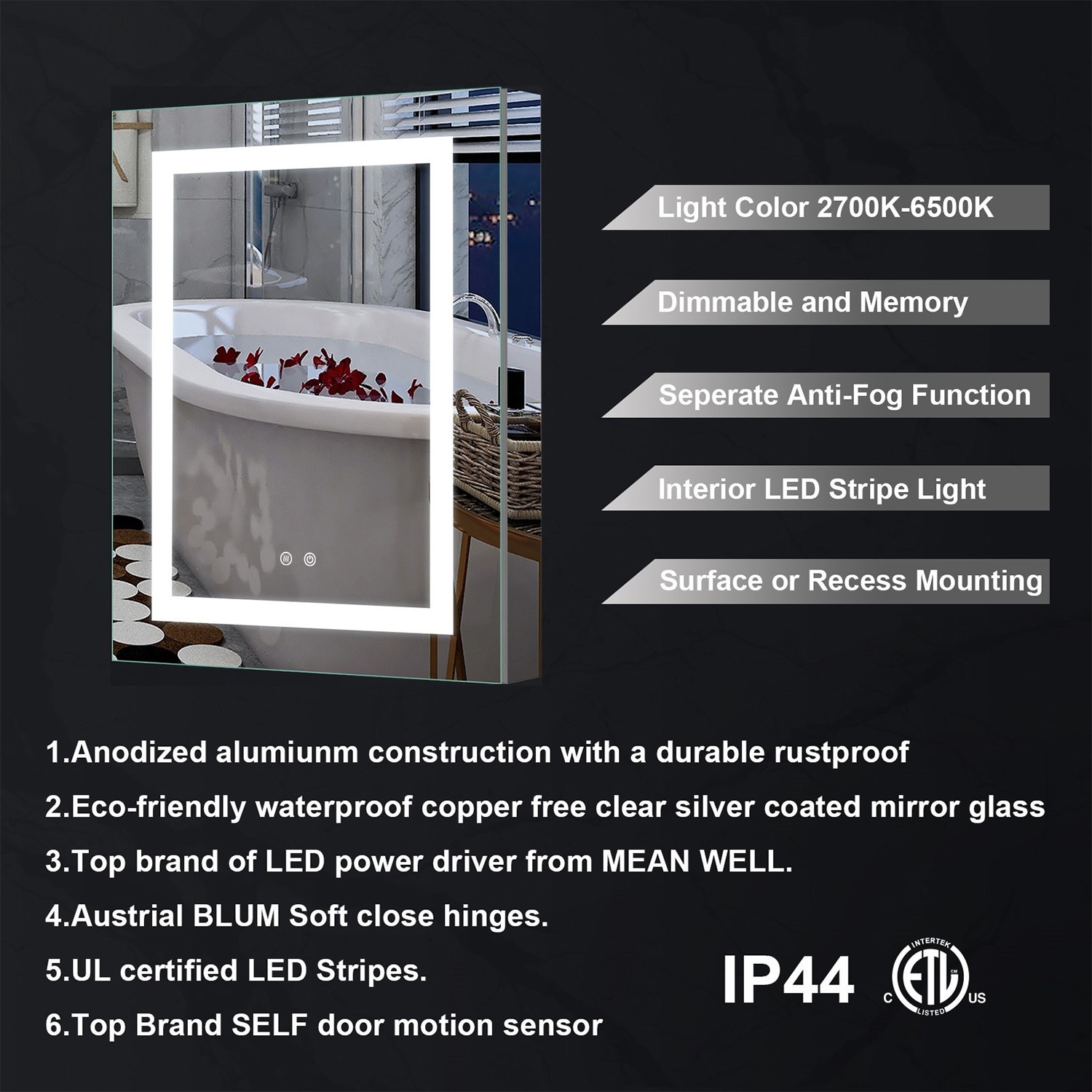 Forclover MEAL-NI2430R Bathroom-Medicine-Cabinets - View #3