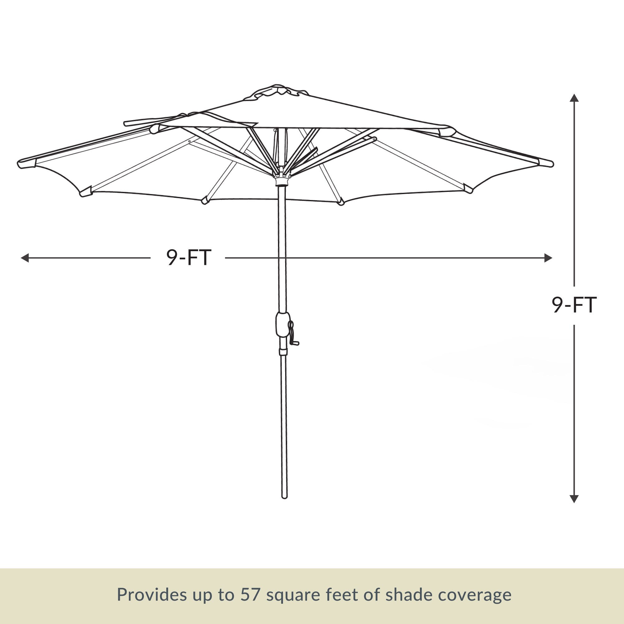 9-Foot Black Aluminum Market Patio Umbrella with Auto-Tilt