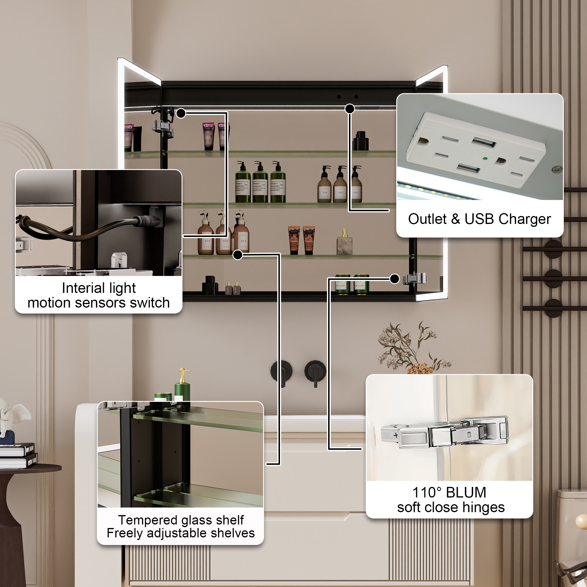 Forclover MF03ZC-BK3630 Bathroom-Medicine-Cabinets - View #8