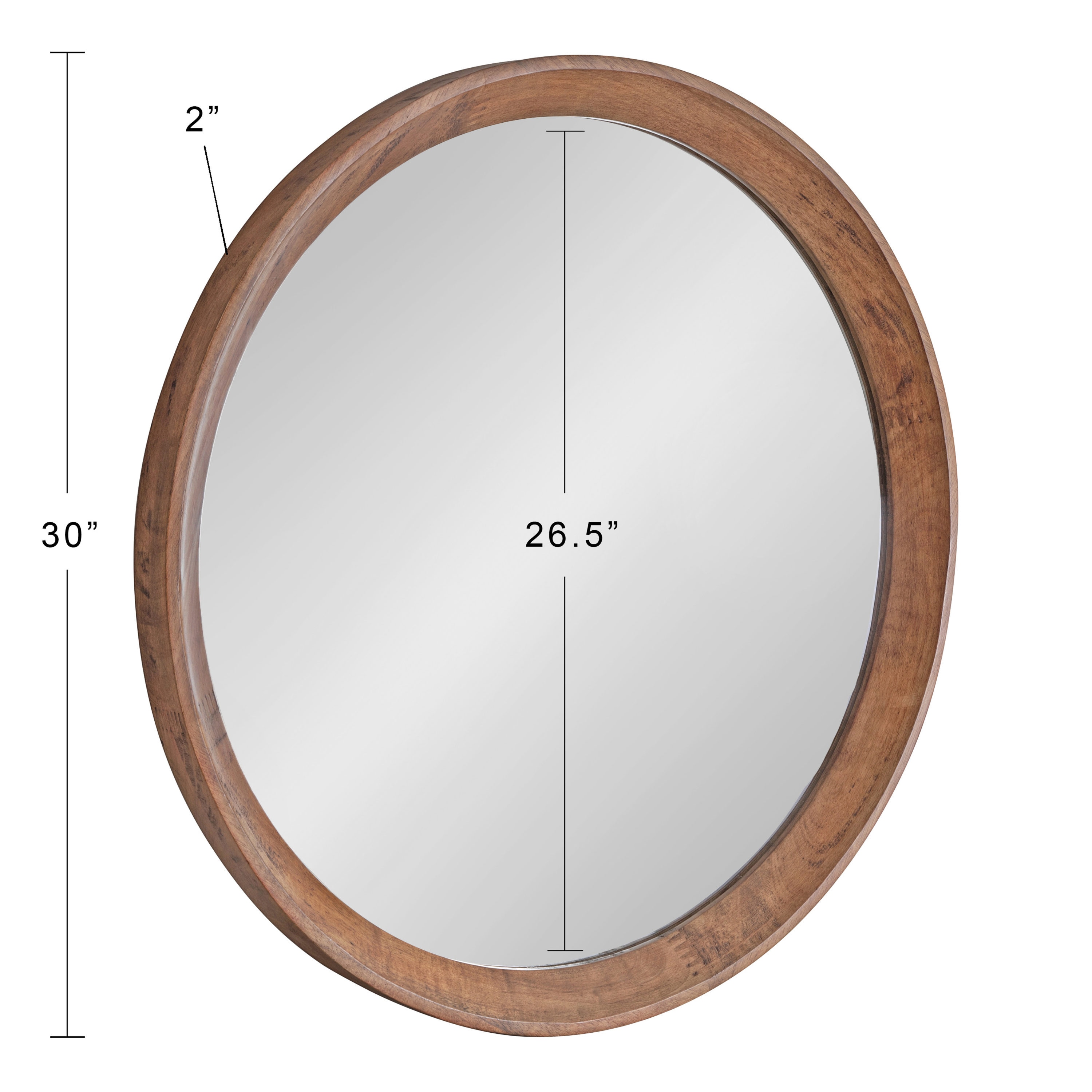 Hartman 30" Round Brown Wood Vanity Wall Mirror