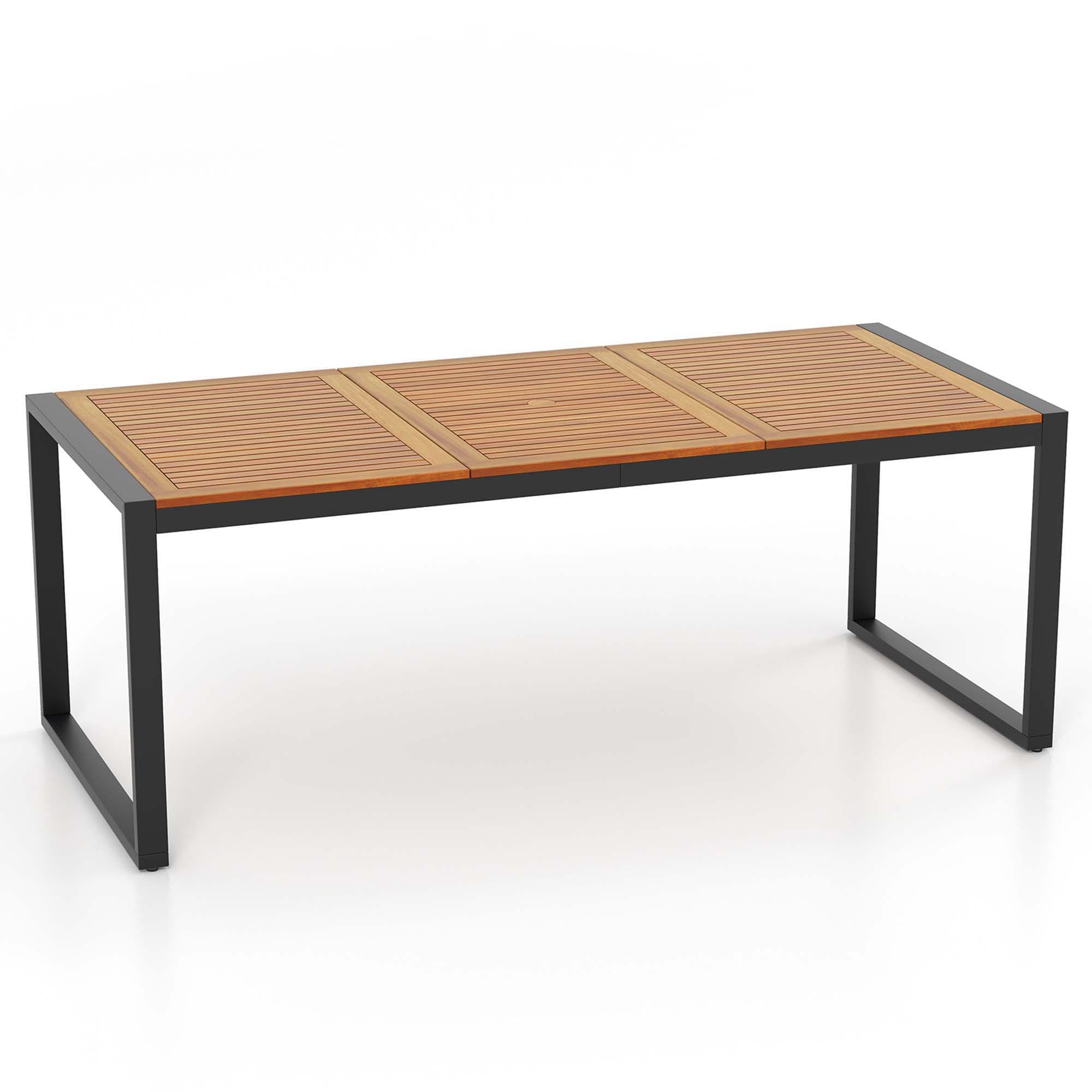 Costway HCST00016 Rectangle Dining 35.5-in W x 79-in L with Umbrella Hole