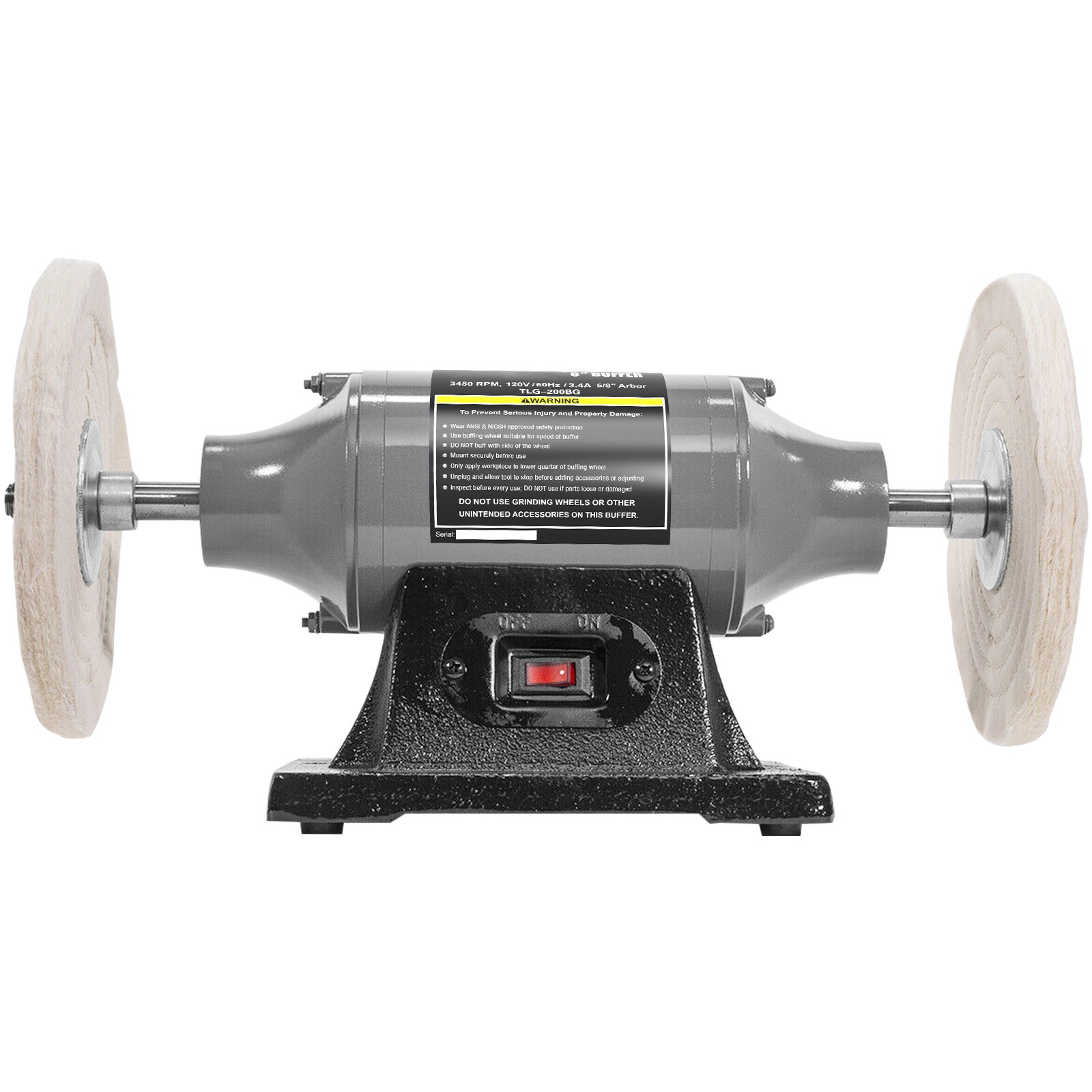 SVOPES 8-Inch Bench Buffer Polisher. 350W 3/4HP Motor. 3600 RPM. Heavy Duty Lathe Polishing Machine for Jewelry. Wood. Metal. Silver. Amber. Jade. #SVOPESYCPGJMC05055V1