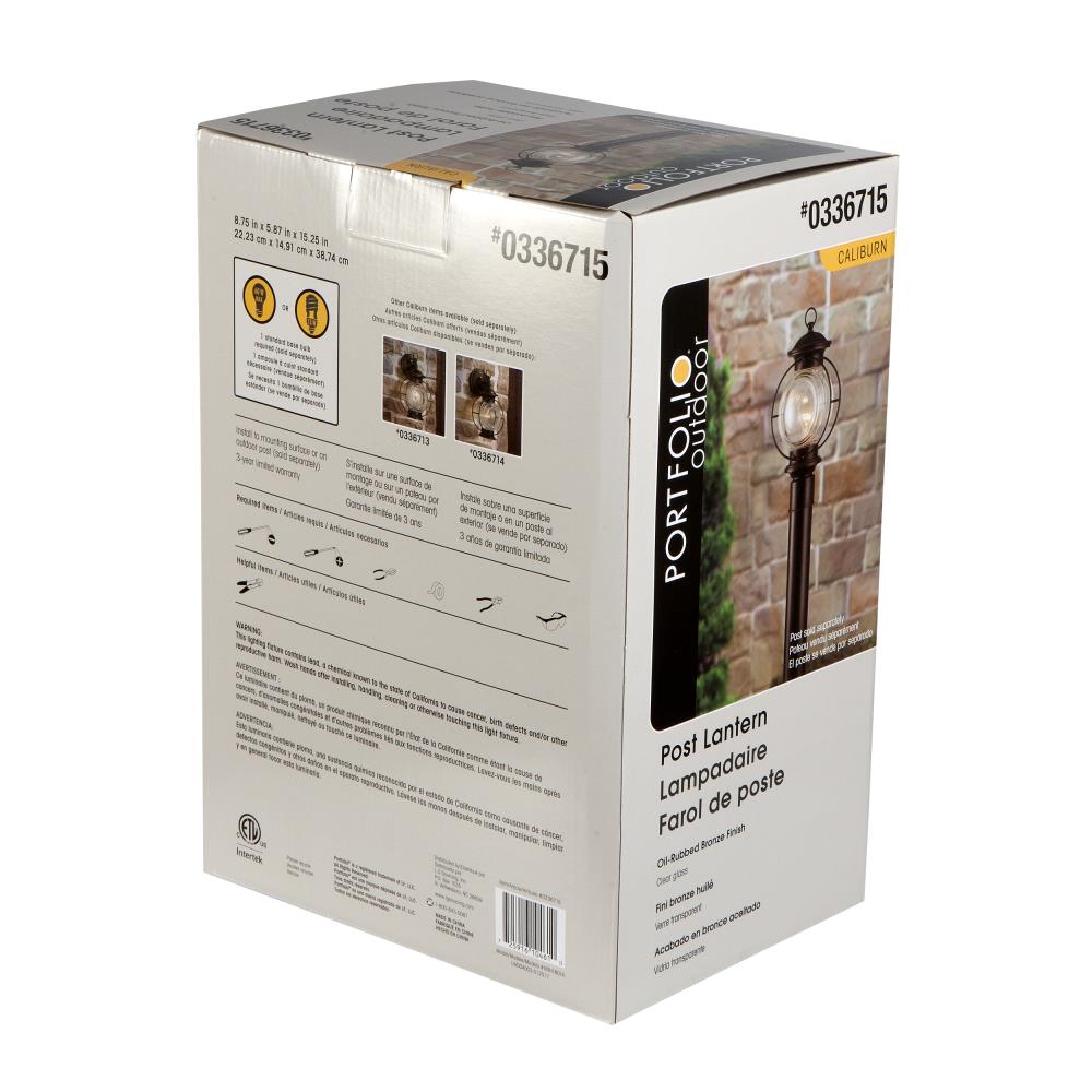 Portfolio Caliburn 1-Watt 15.25-in Oil Rubbed Bronze Transitional Post Light