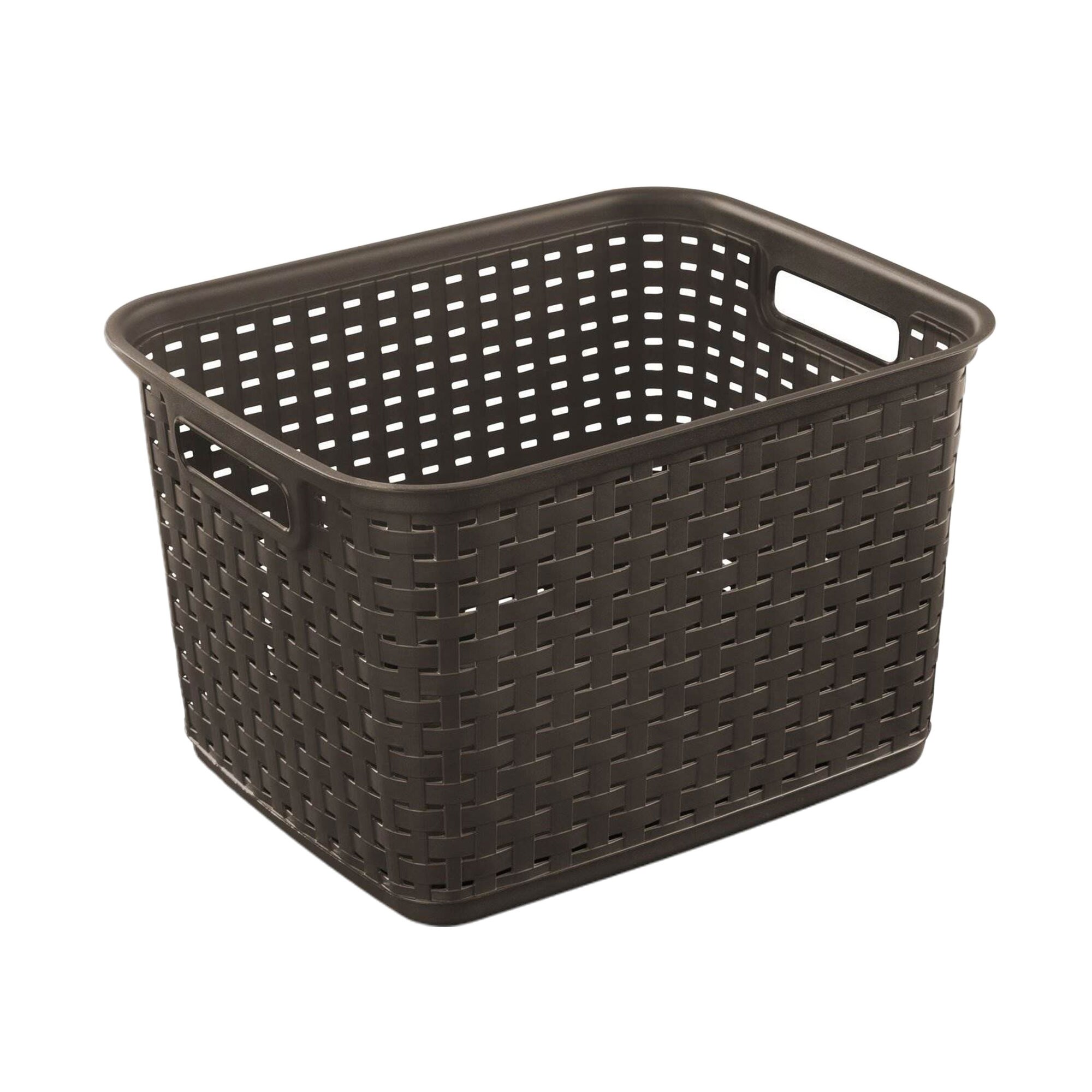 Honey Can Do Woven Storage Box with Hinged Lid, Espresso