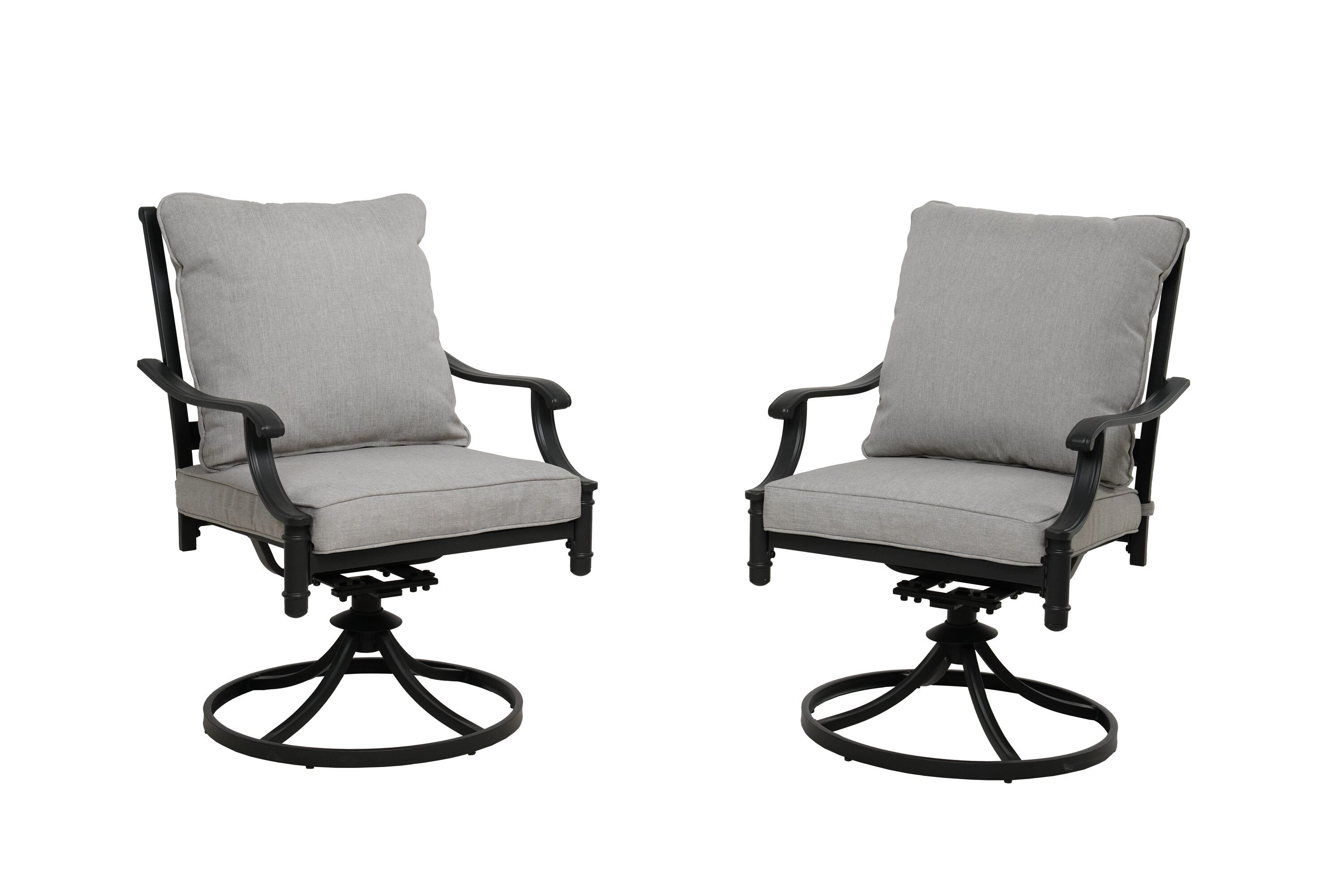 allen + roth Thomas Lake Set of 2 Gray Steel Frame Swivel Dining Chair with  Gray Cushioned Seat in the Patio Chairs department at