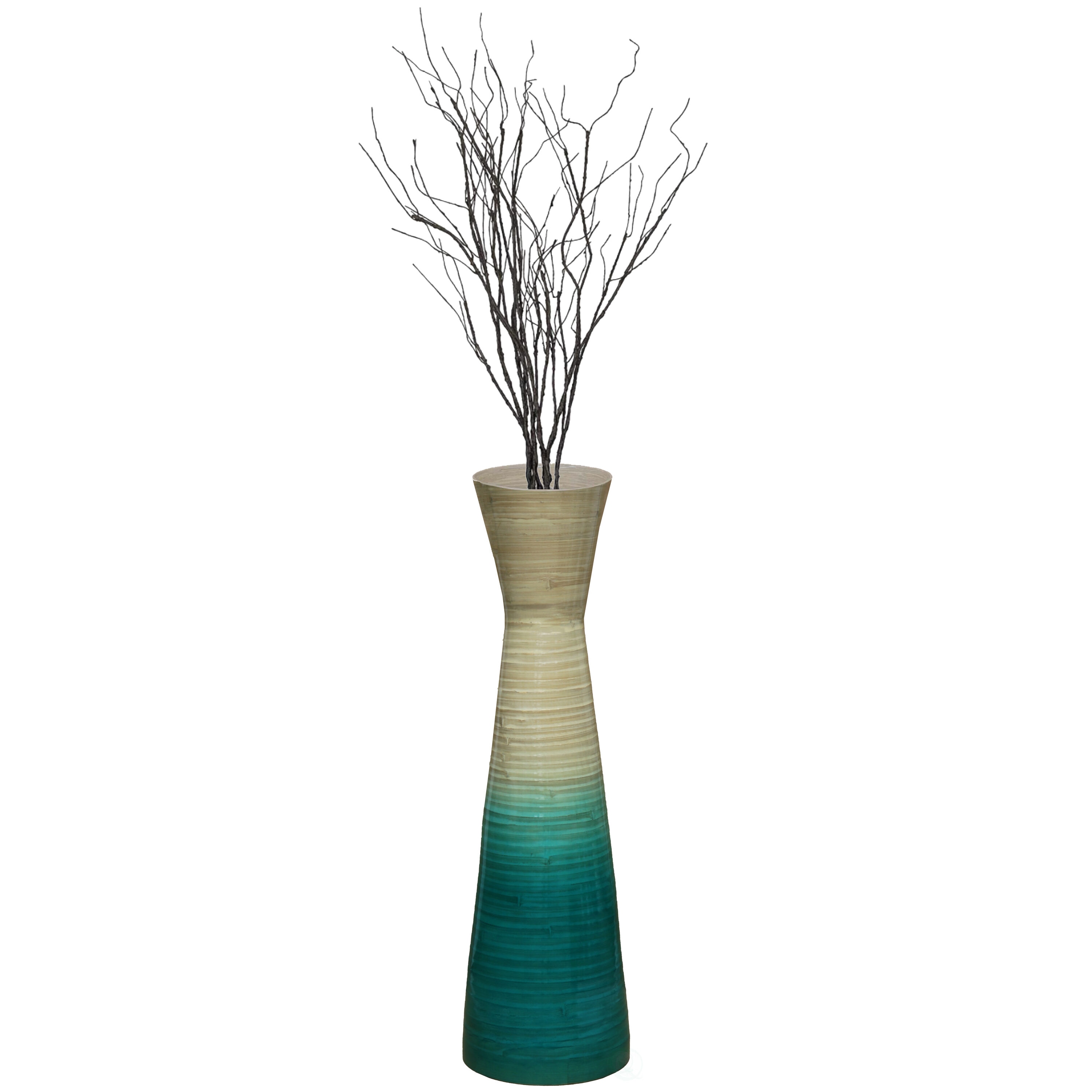 Uniquewise QI004273.GN Blue Wood Modern Vase