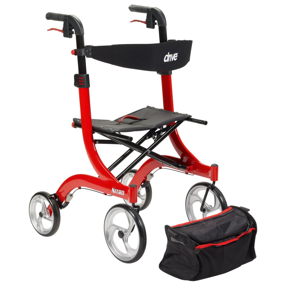 Drive Nitro Euro Style Rollator Rolling Walker, Red in the Walkers, Wheelchairs & Rollators Lowes.com