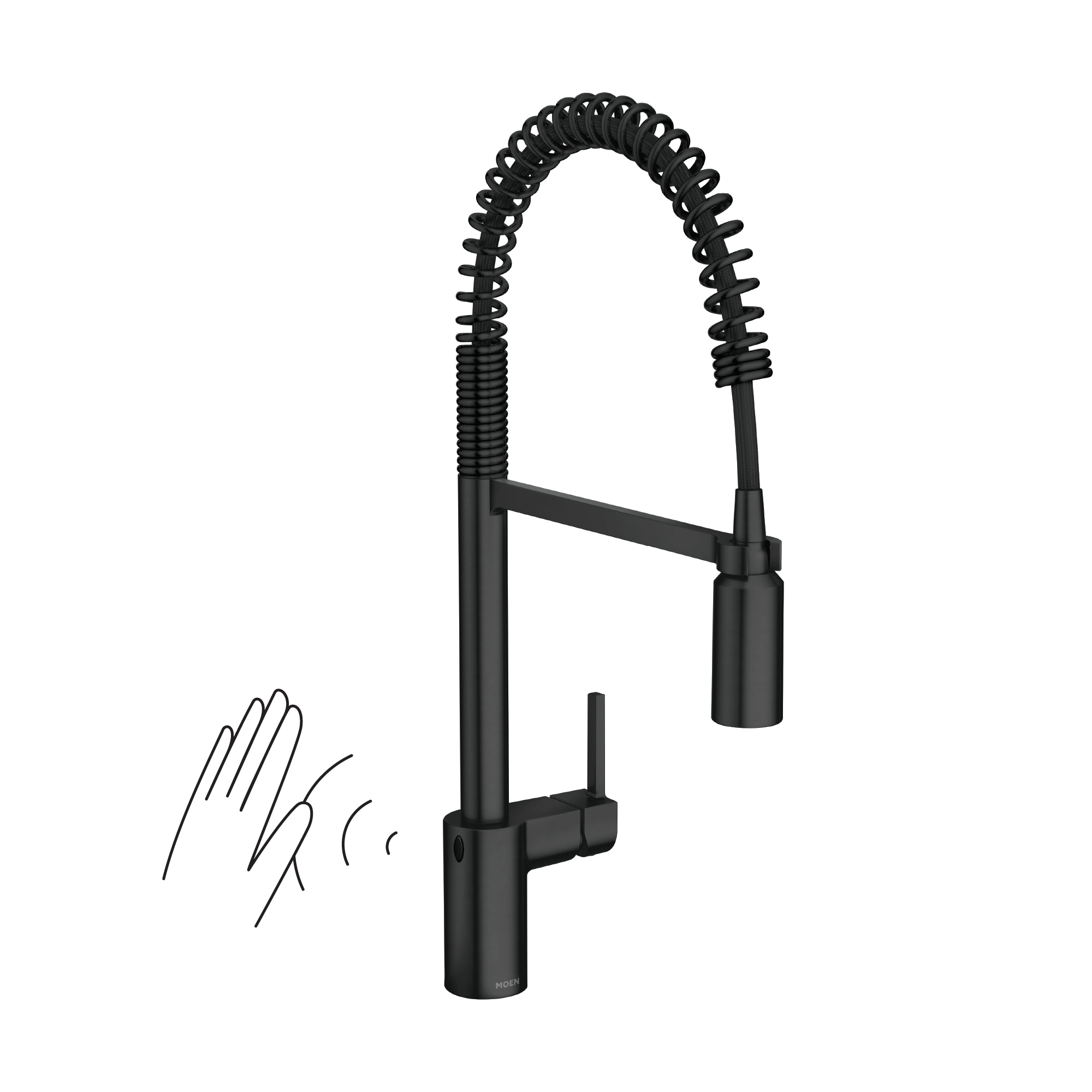 Moen 5923EWBL Align Matte Black Single Handle Deck-mount Touchless Pull-down Kitchen Faucet with Sprayer