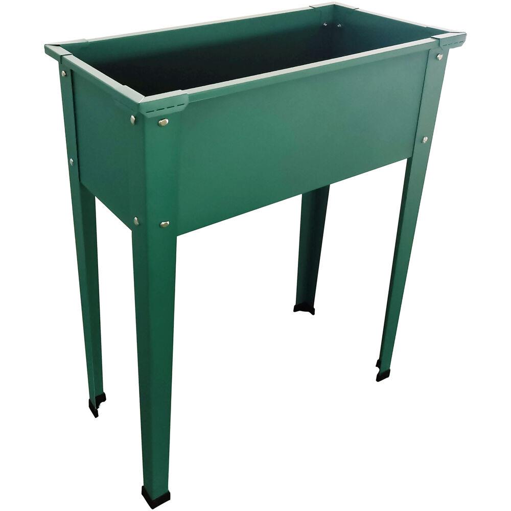 Hanover Rectangle 24-in W x 31-in H Green Metal Raised Planter Box in ...