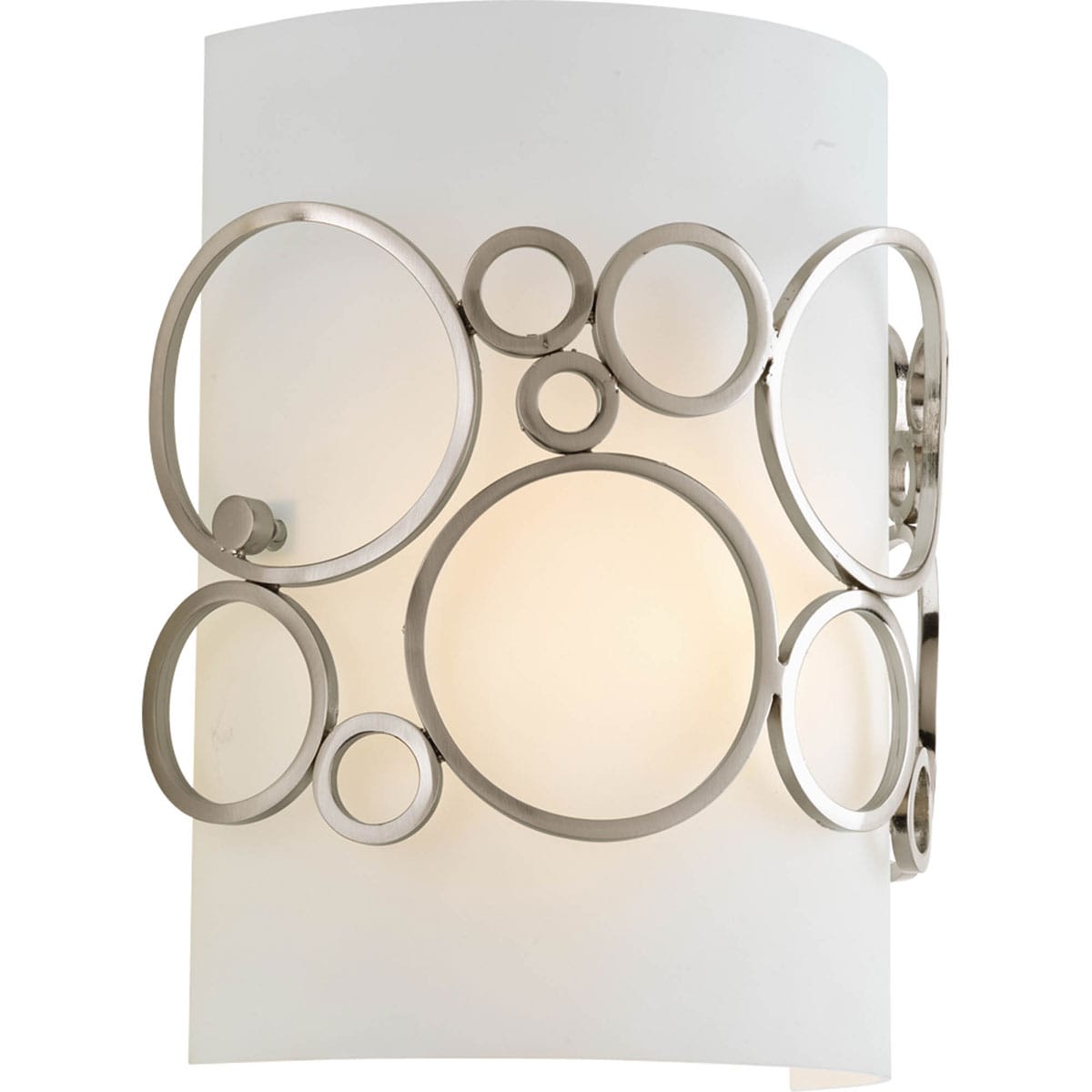 Progress Lighting P7056-09 Bingo 7.75-in W 1-Light Brushed Nickel Modern/Contemporary Wall Sconce