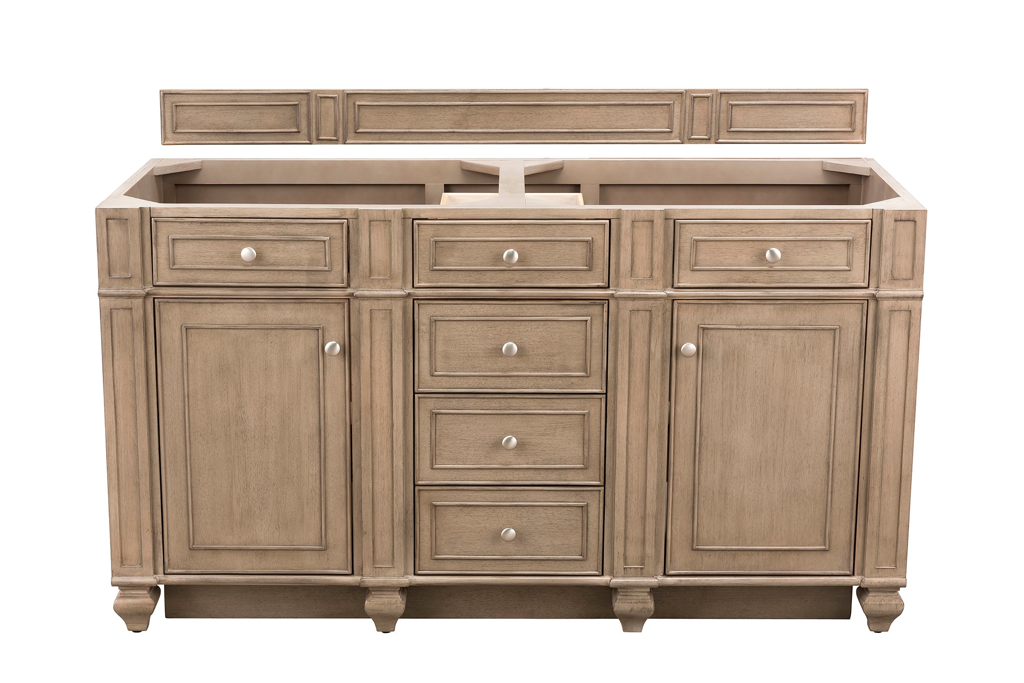 James Martin Vanities 157-V60D-WW Bristol 60-in Whitewashed Walnut Bathroom Vanity Base Cabinet without Top