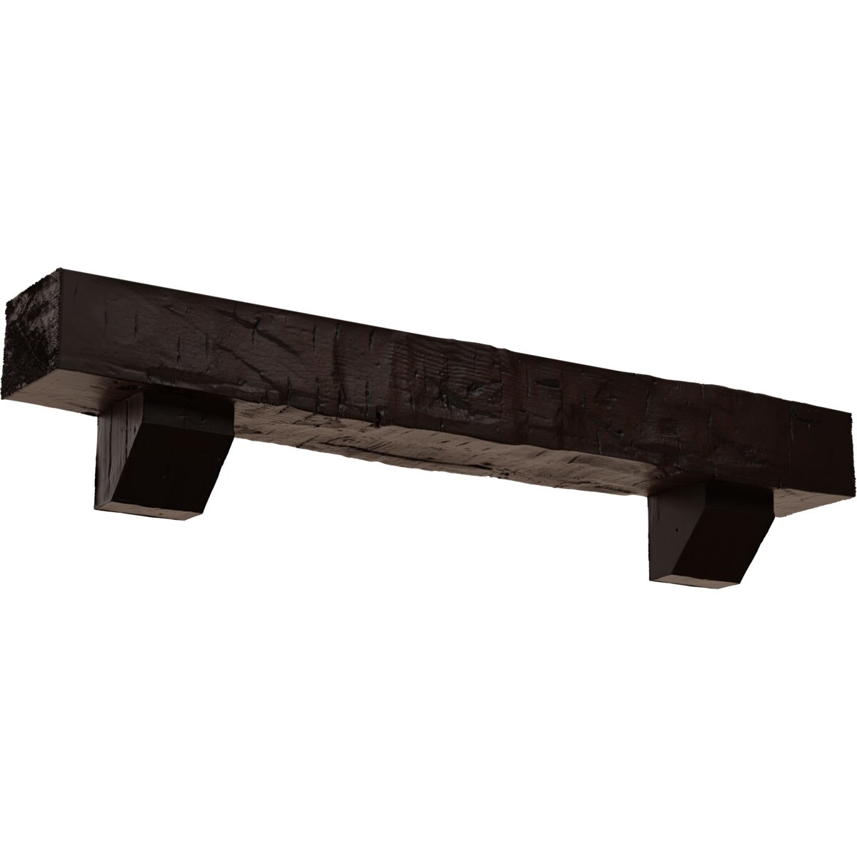 Ekena Millwork MANUHH06X10X60ASZM 60-in W x 6-in H x 10-in D Mahogany (Premium) Hollow Urethane Rustic Fireplace Mantel