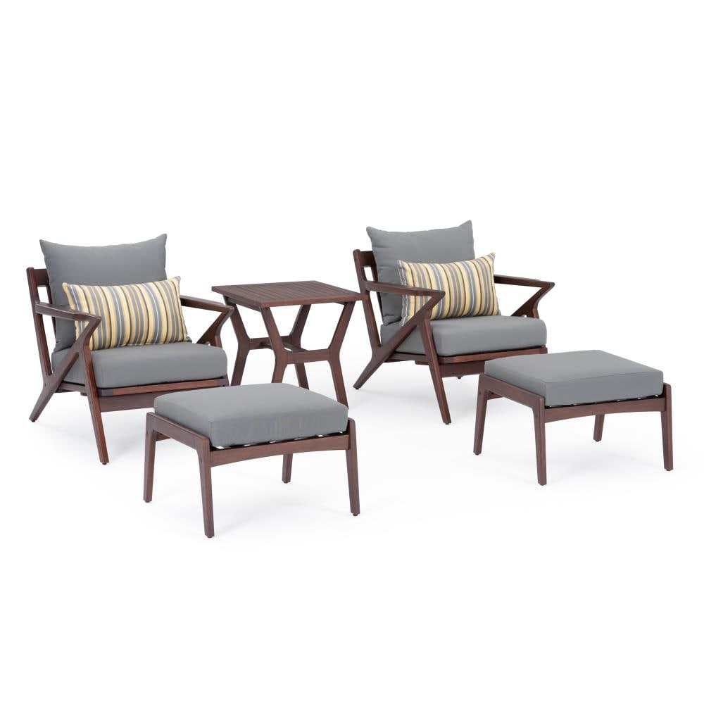 RST Brands OP-AWCLB5-VGHN-CHR-K Vaughn 5 -Piece Patio Conversation Set with Gray Sunbrella Cushions