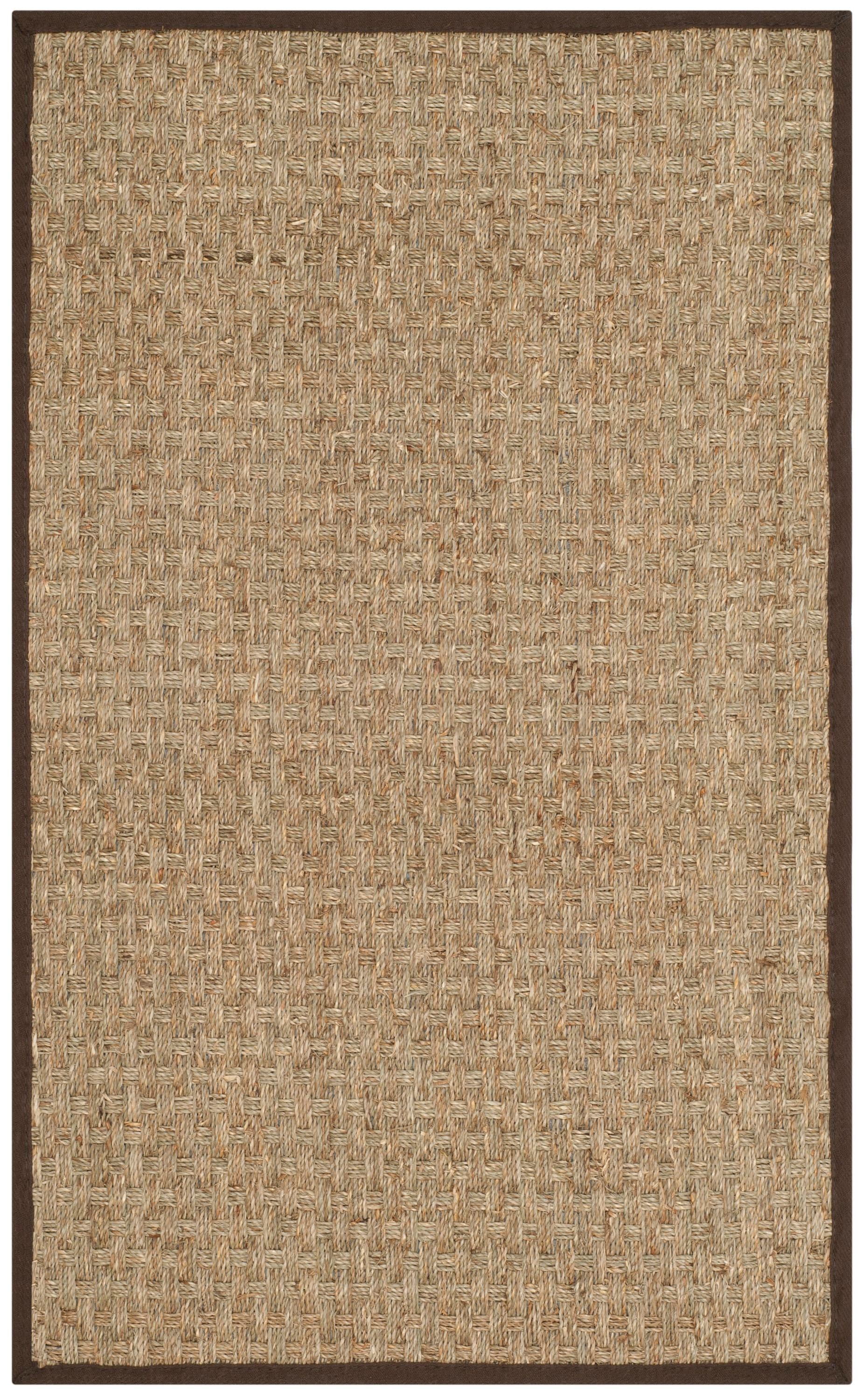 Safavieh NF114K-24 Natural Fiber Hampton 3 x 4 (ft) Loomed Seagrass Natural/Dark Brown Rectangular Indoor Solid Coastal Throw rug
