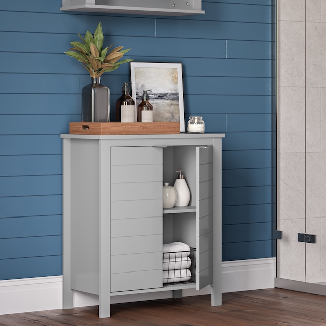 Gray Freestanding Linen Cabinet