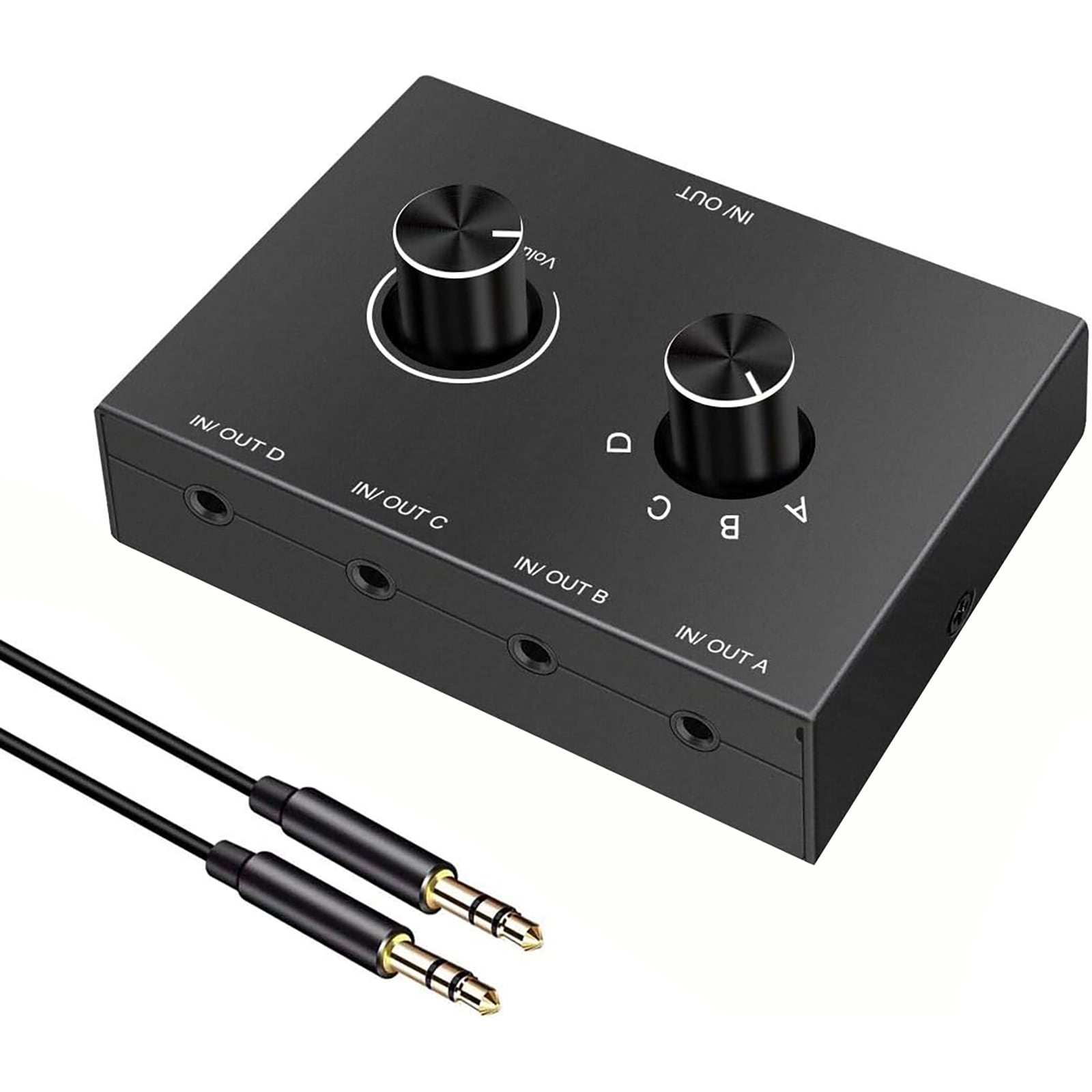 Etokfoks 4 Way 3 5mm Stereo Audio Switcher Passive Speaker Headphone Manual Selector Splitter Box 4 In 1 Out #LETTALCI7