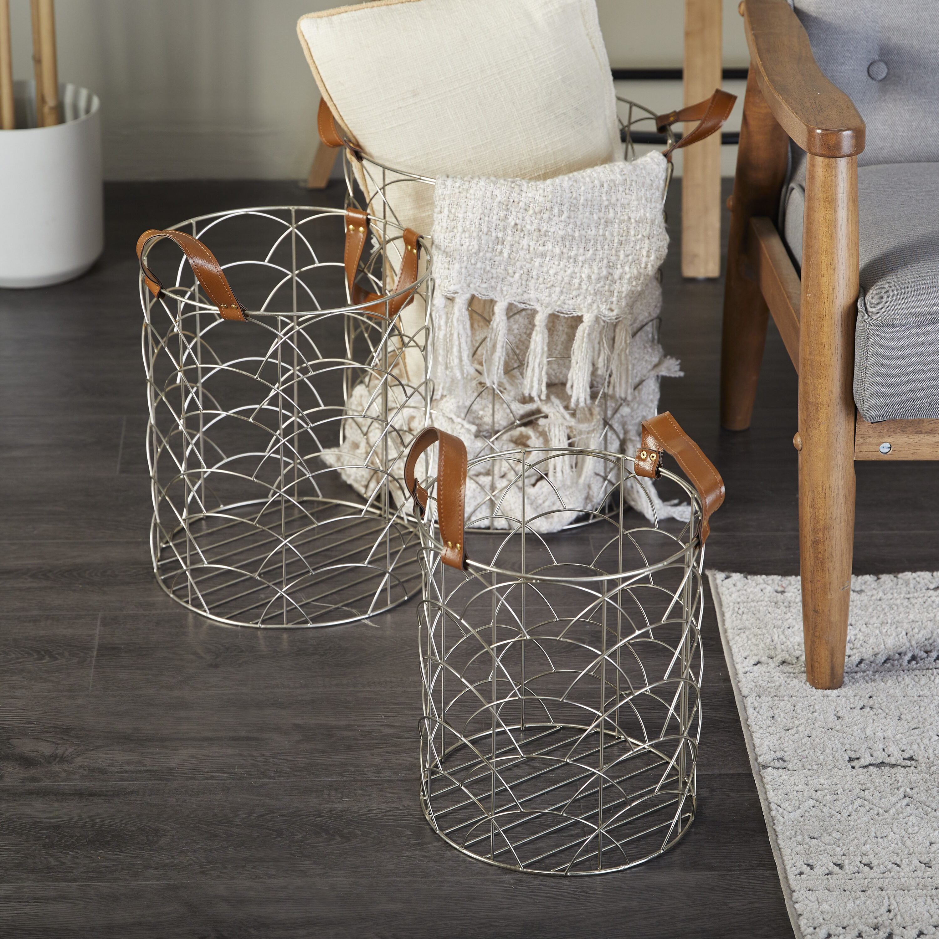 Silver Mesh Stackable Storage Bins