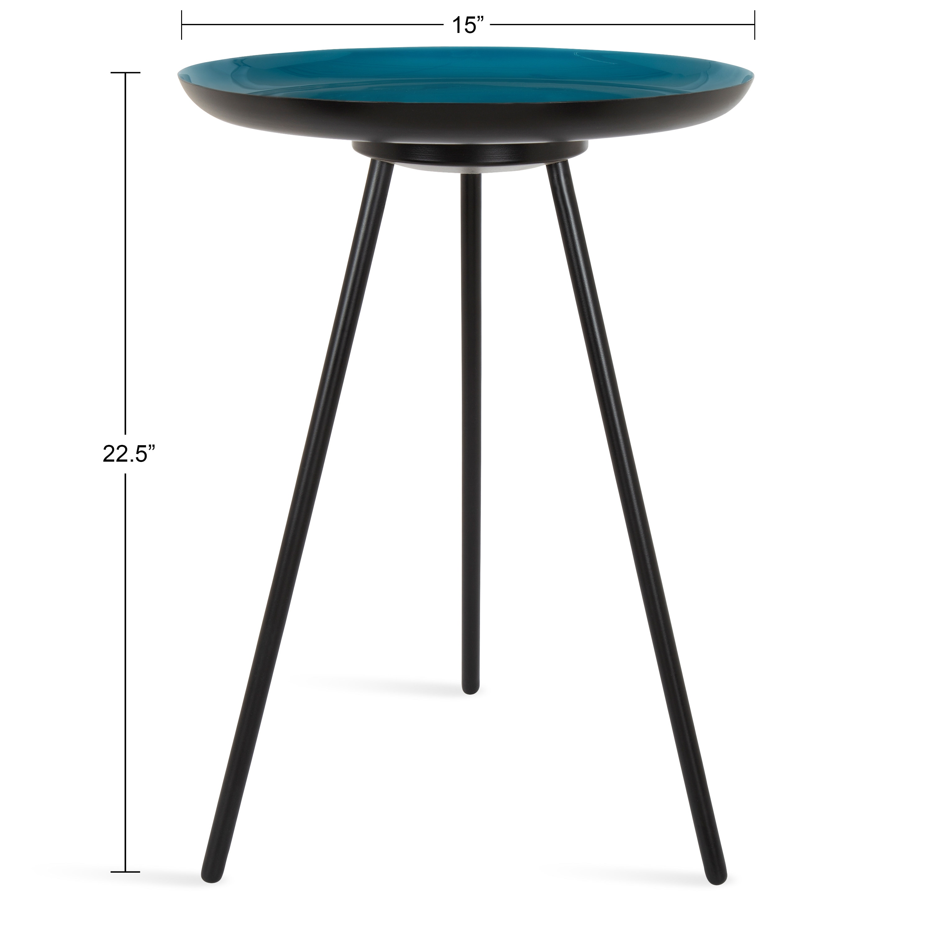 Laranya Round Teal and Gold Metal Side Table