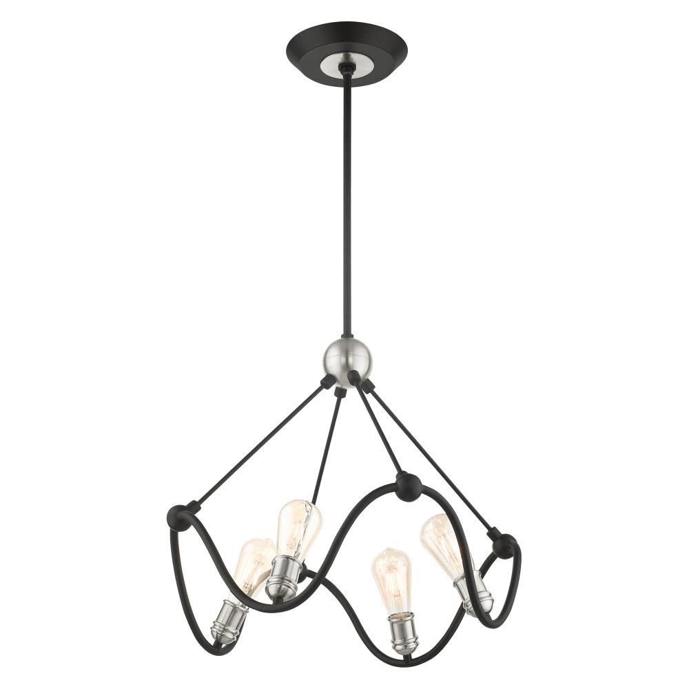 Archer Textured Black and Brushed Nickel 4-Light Mini Chandelier