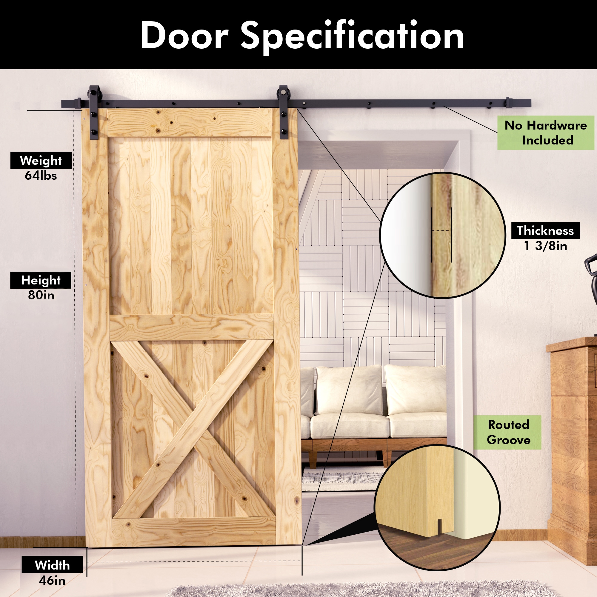 HOMACER HOMDR-4680-FR Barn-Doors - View #3
