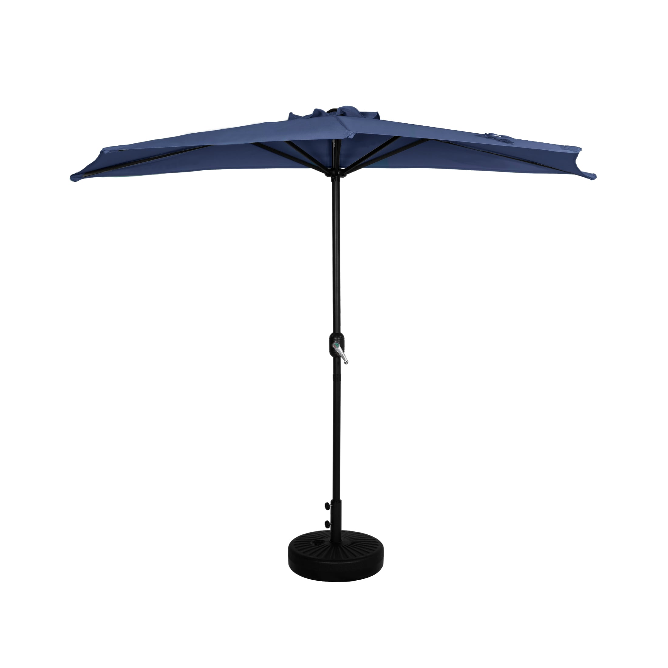 Westin Furniture OS3003-NB-981RDBK 9-ft Steel Blue No-tilt Half-round Patio Umbrella with Base