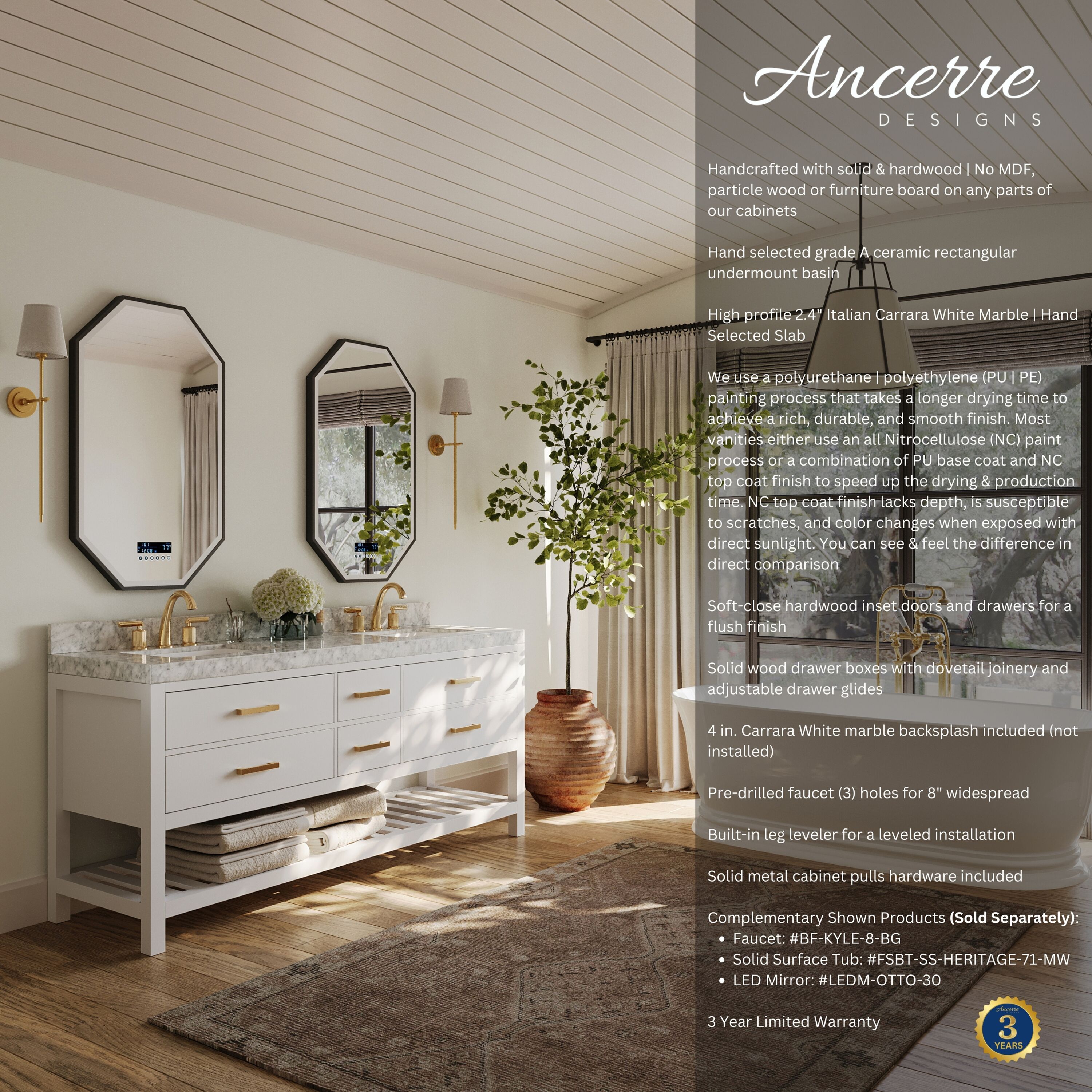 Ancerre Designs VTSELIZABETH72WCWGD Bath-Vanity-Combo - View #2