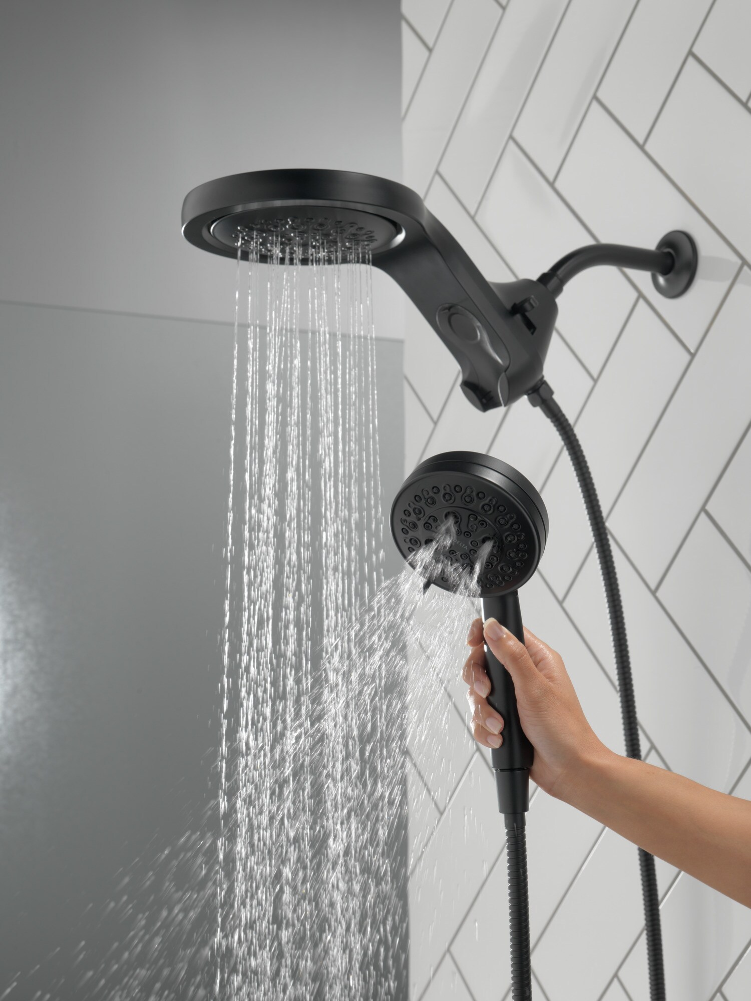 Delta Universal Showering Components Matte Black Round Rain Shower Head Dual Combo Shower Head 2