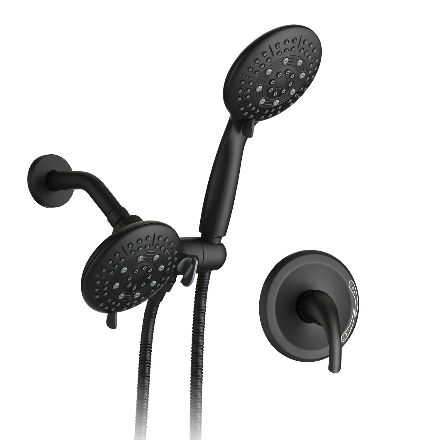 Mondawe MDRB-002MB Matte Black 4.5-in Built-In Shower Faucet System with 2-way Diverter ( Pressure-balanced Valve Included )