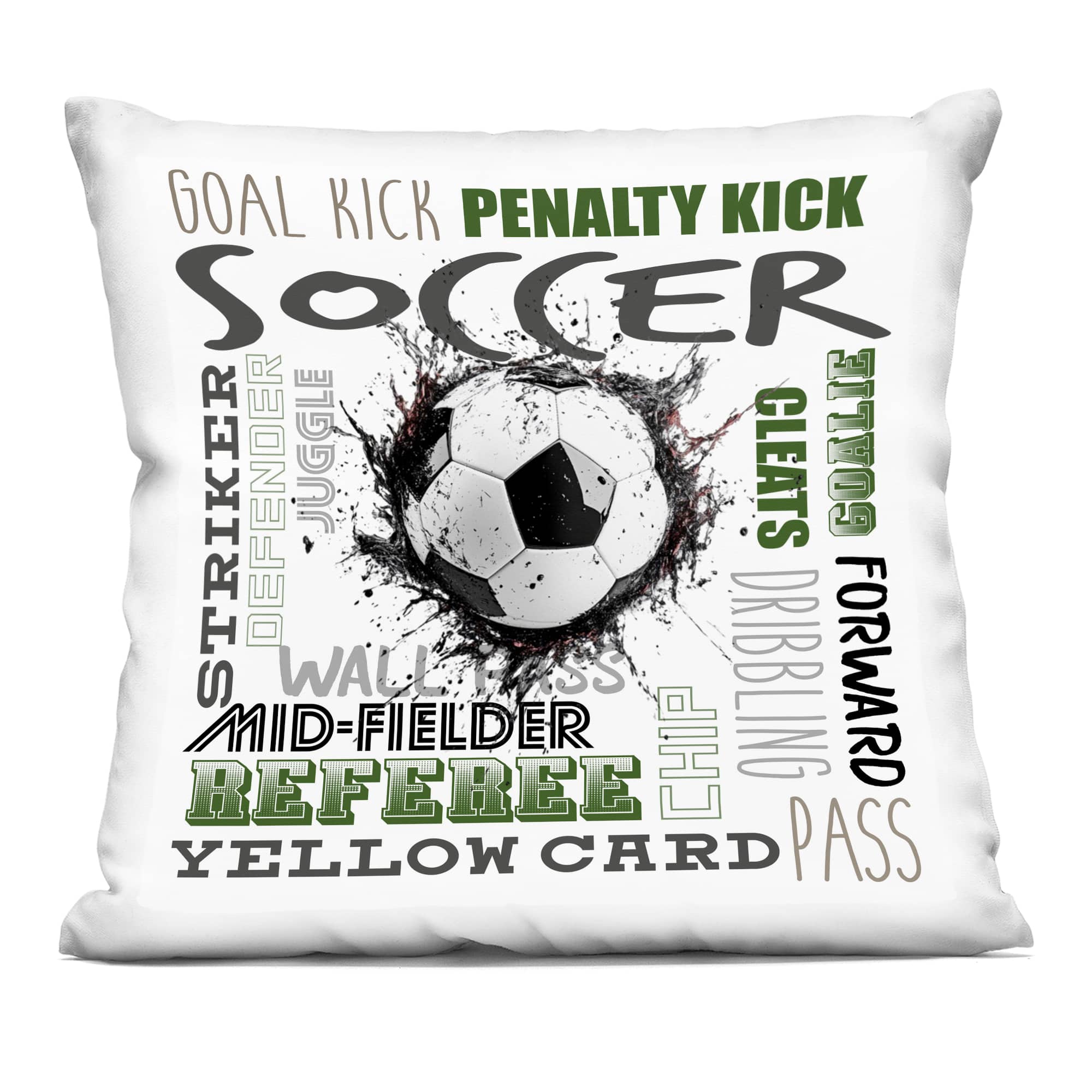 Stupell Industries PLQ-863-SQW-18X18 Soccer Kick Game Phrases Decorative Printed Throw Pillow design by Kim Allen 18 x 7 x 18