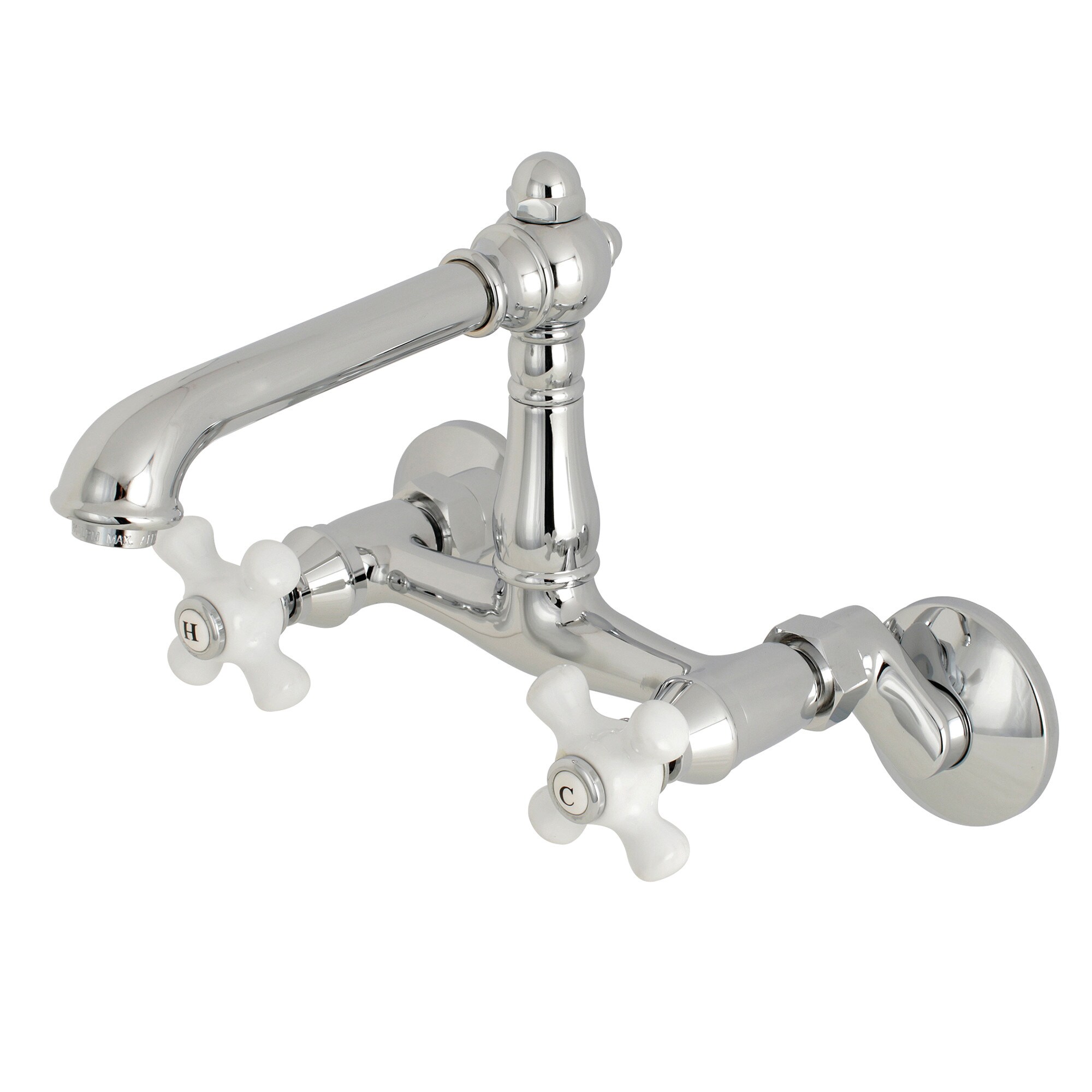 Kingston Brass WLKS7221PX English Country Polished chrome Double Handle Wall-mount Kitchen Faucet