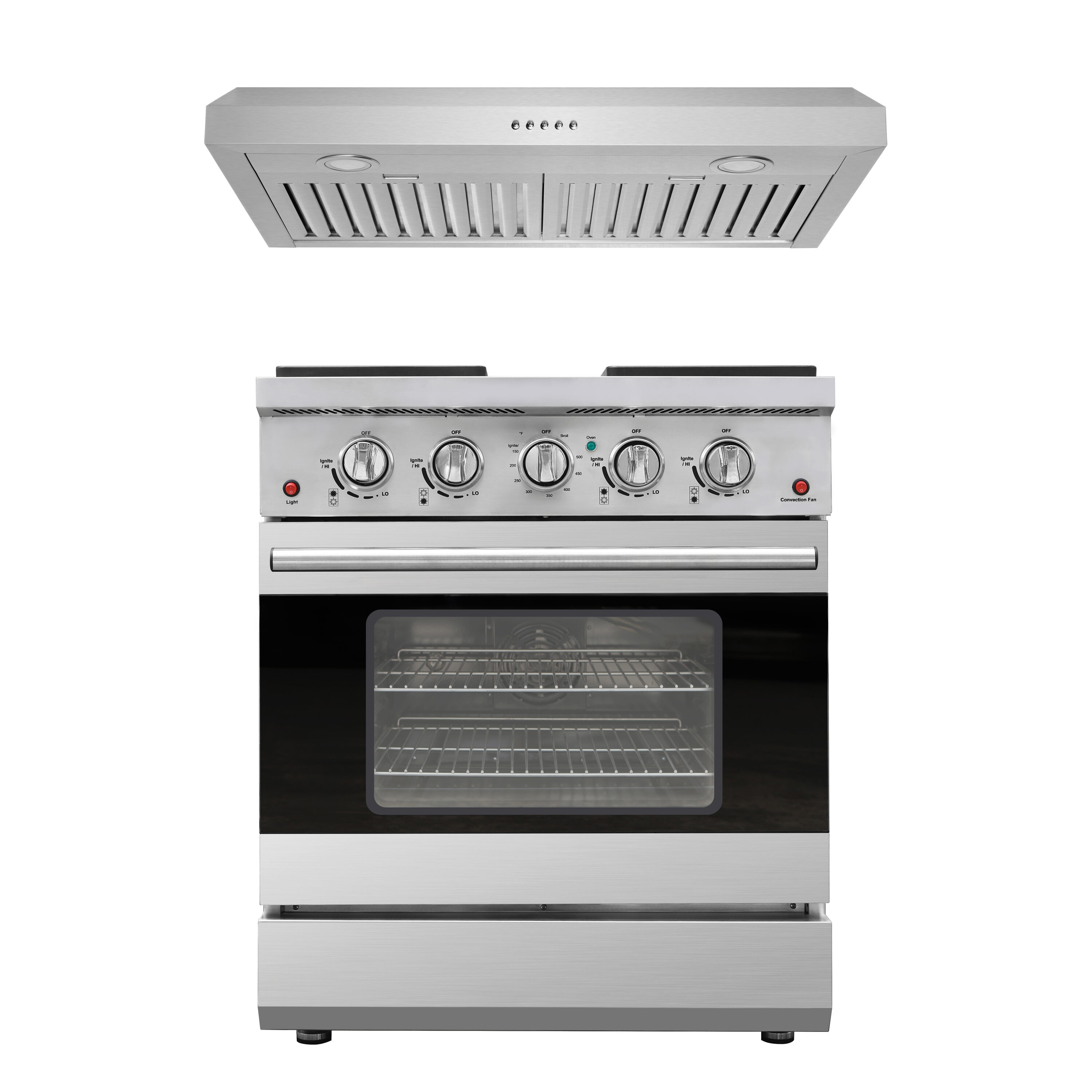 DURO FF3018BD 30-in 4 burners 4.5-cu ft Convection Oven Freestanding Natural Gas Range ( Stainless Steel )