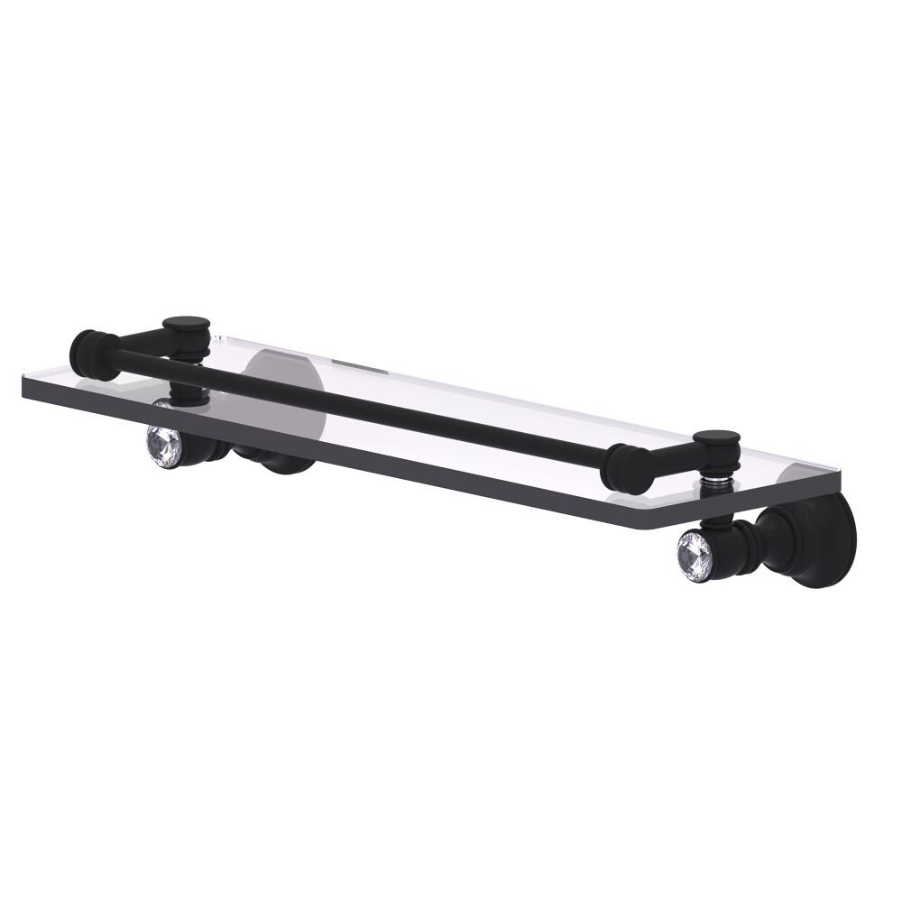 Allied Brass CC-1-16-GAL-BKM Carolina Crystal Matte Black Wall mount Bathroom Shelf ( 16-in x 3.3-in x 5-in )