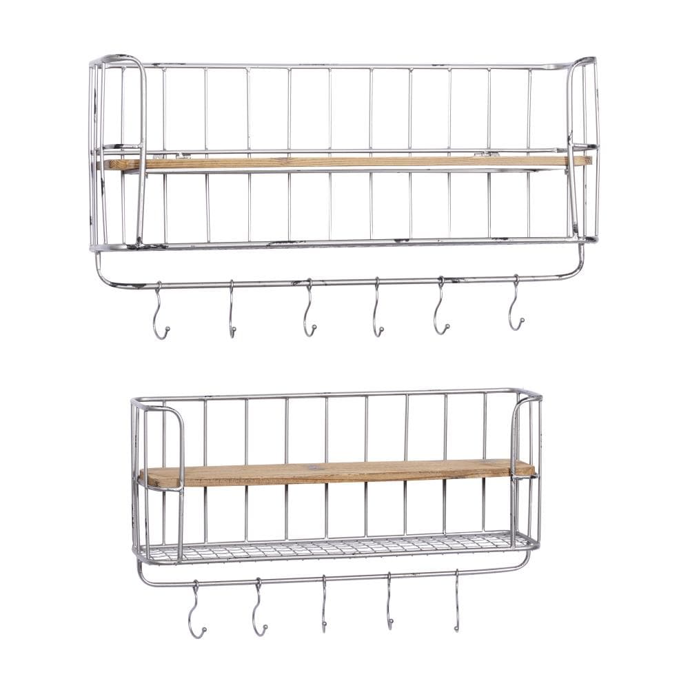 2-Pack Shower Caddy Basket Shelf with Hooks Stainless Steel for