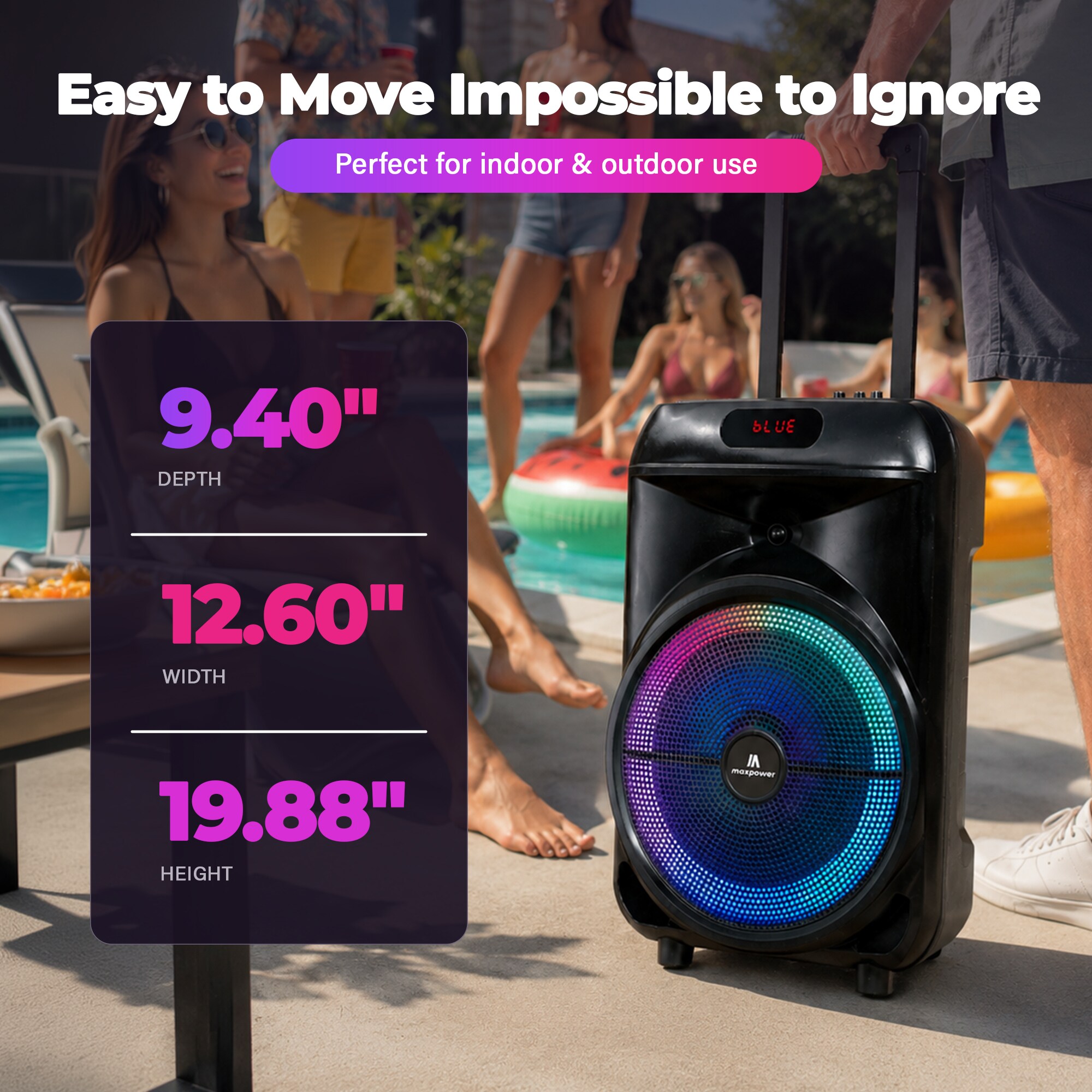 Max Power MPD892-ST RUMBLE 12 Portable-Speakers - View #4