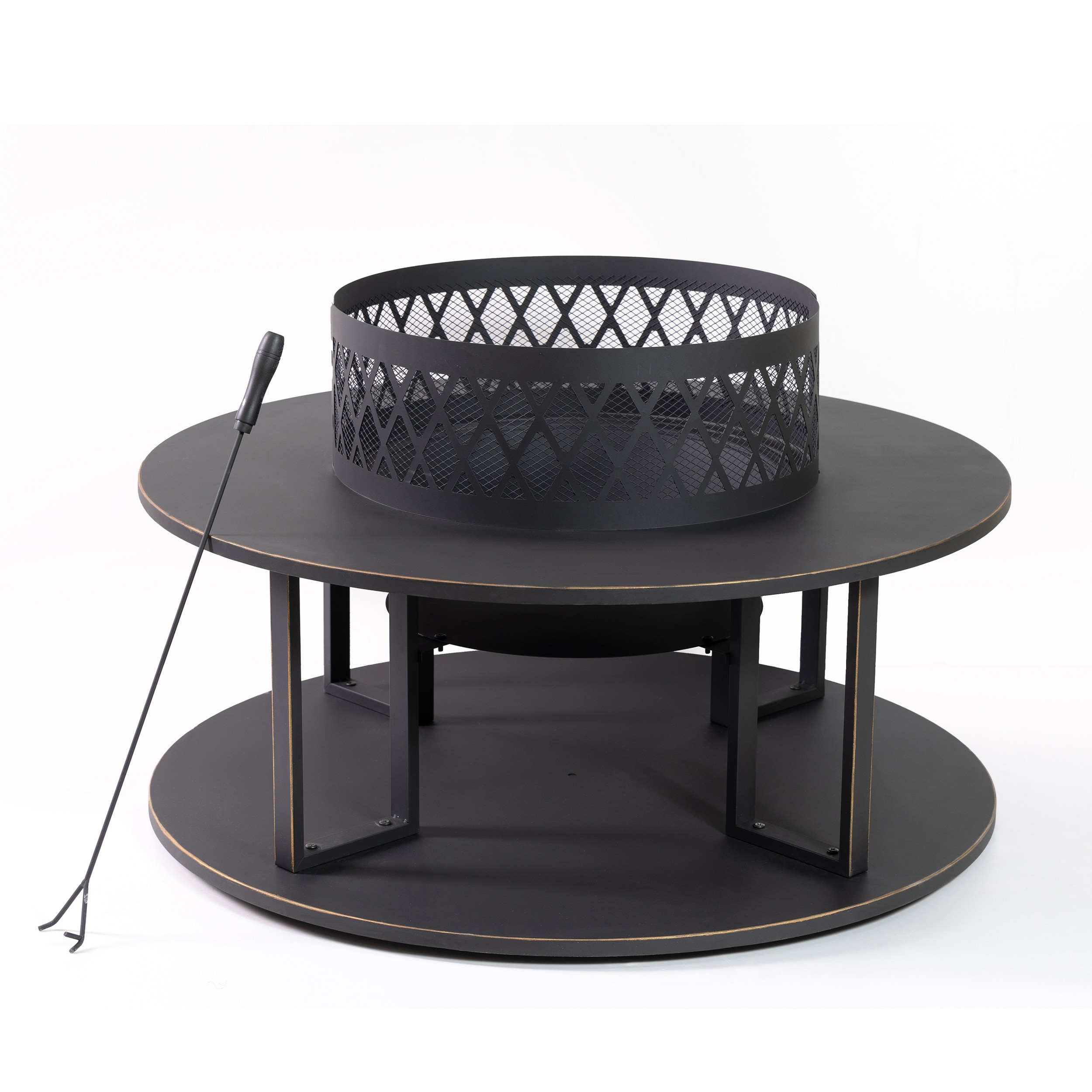 Deko Living 36.6-in W Steel Round Portable Wood-Burning Fire Pit