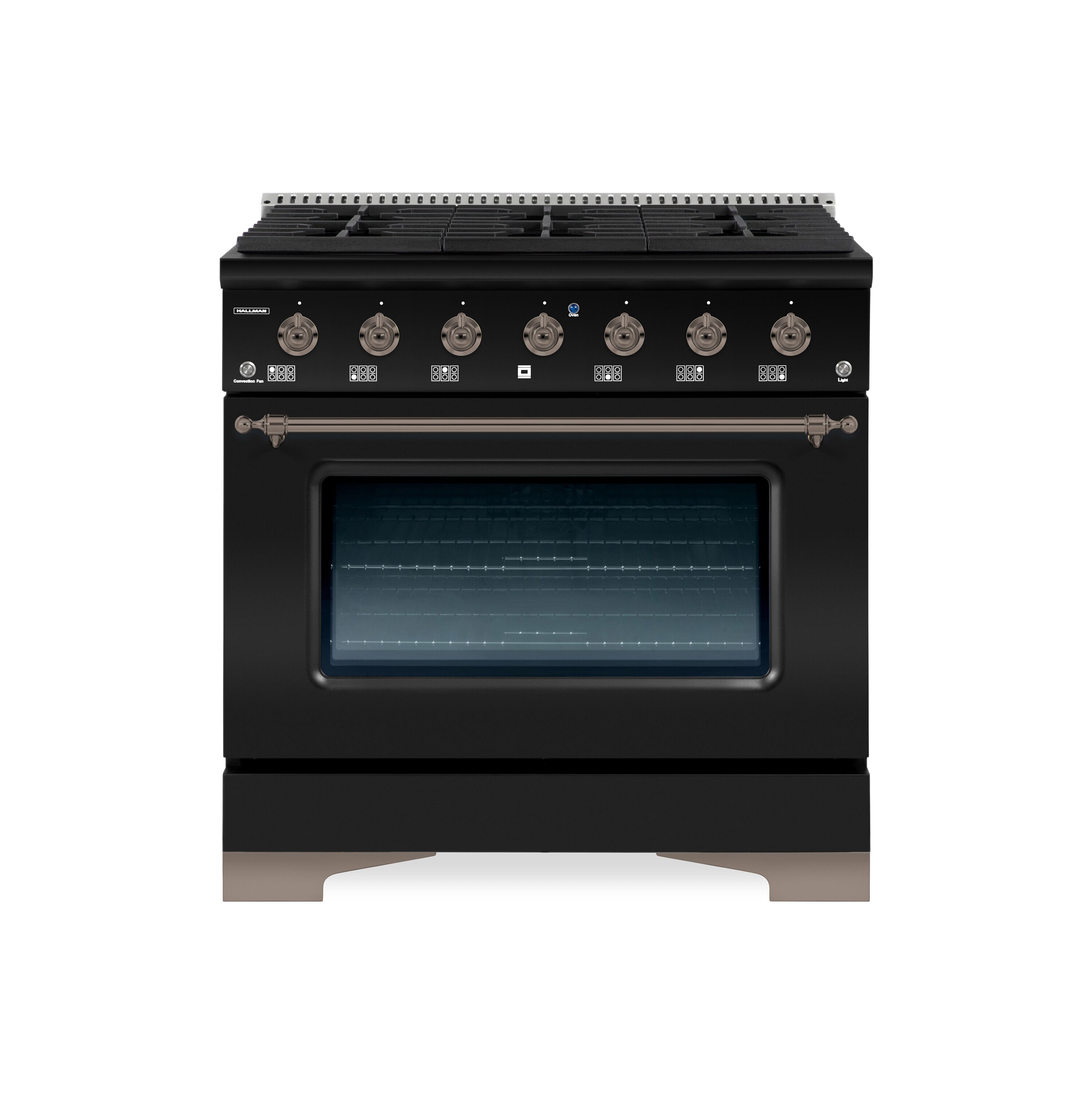 Hallman HCLRDF36BZMG 36-in Deep recessed 6 burners Convection Oven Freestanding Dual Fuel Range ( Matte Graphite )