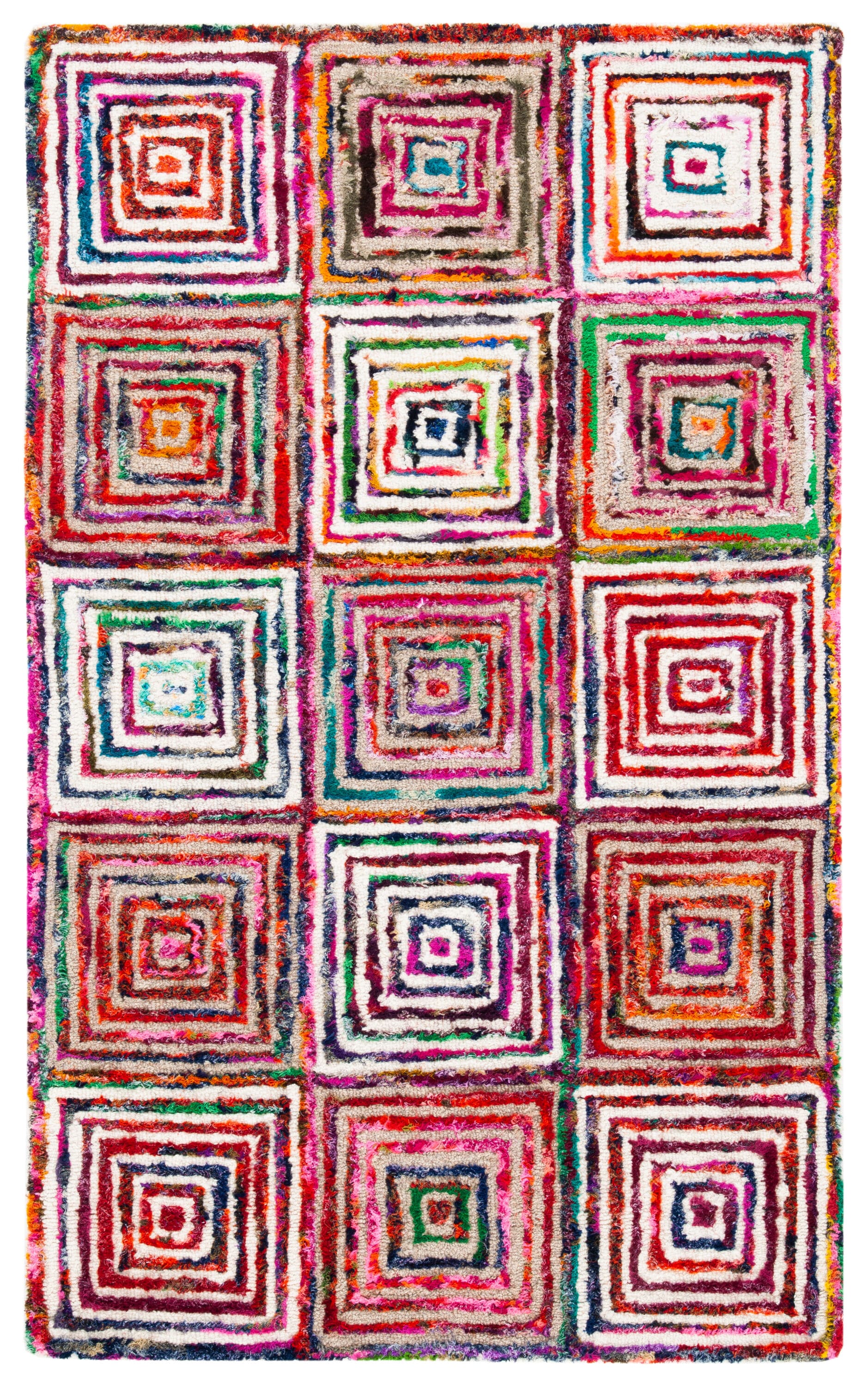 Handmade Multicolor Wool and Cotton Tufted Round Rug