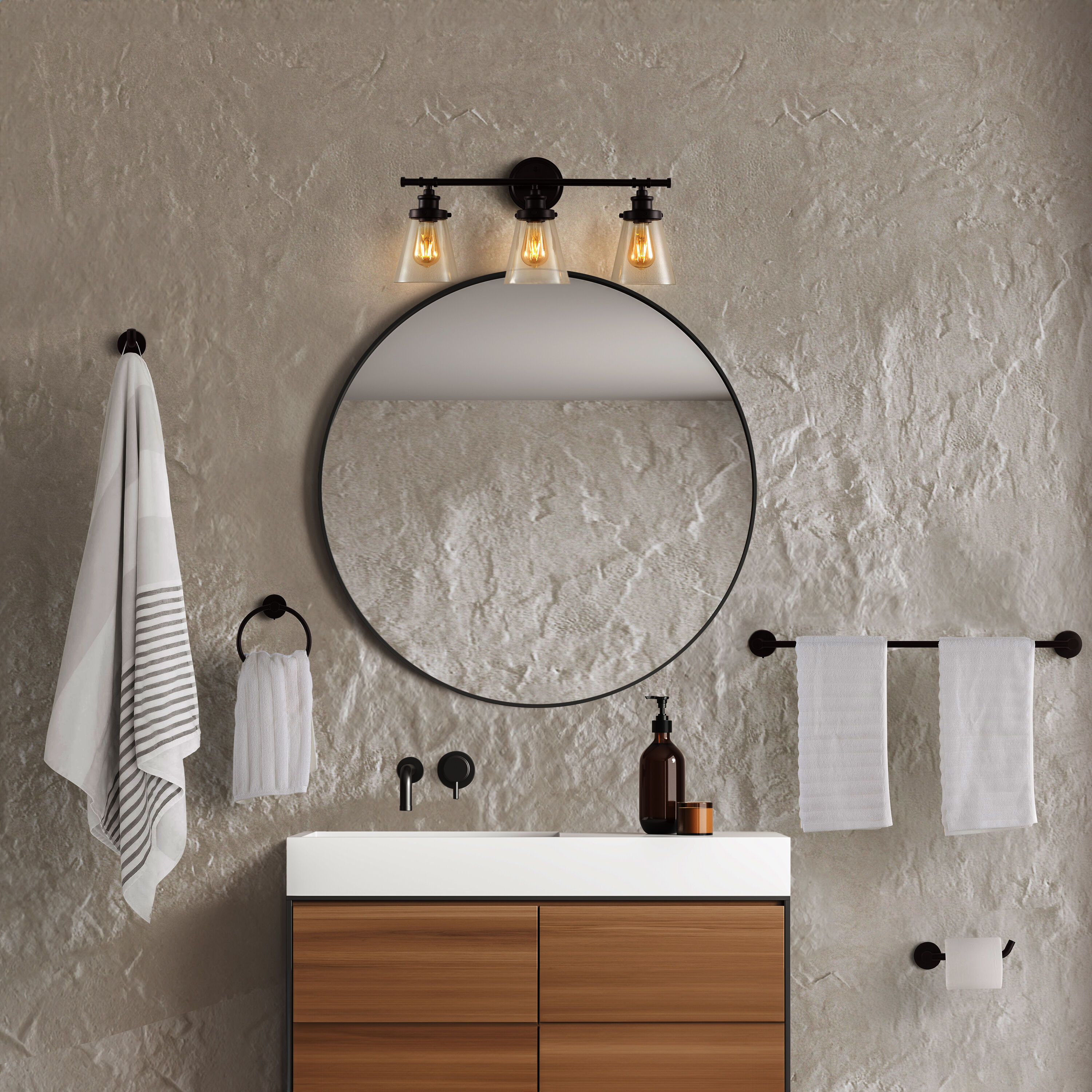 Hollis 23.75" Oil Rubbed Bronze 3-Light Farmhouse Vanity Light