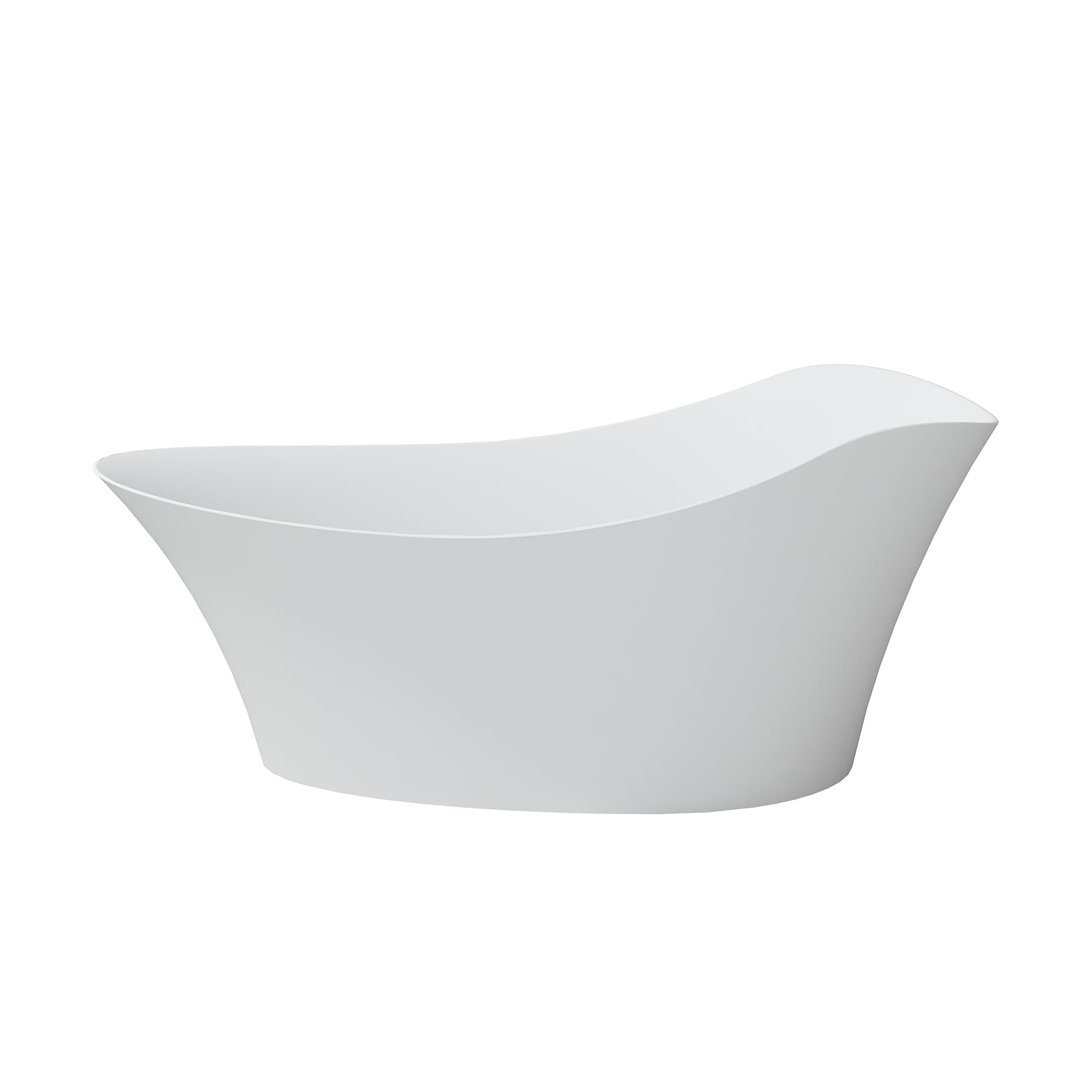 CASAINC CA-1117-SF67MW Laguna Beach 33.46-in x 66.93-in Matte White Solid Surface Oval Freestanding Soaking Bathtub with Drain ( Right Drain )